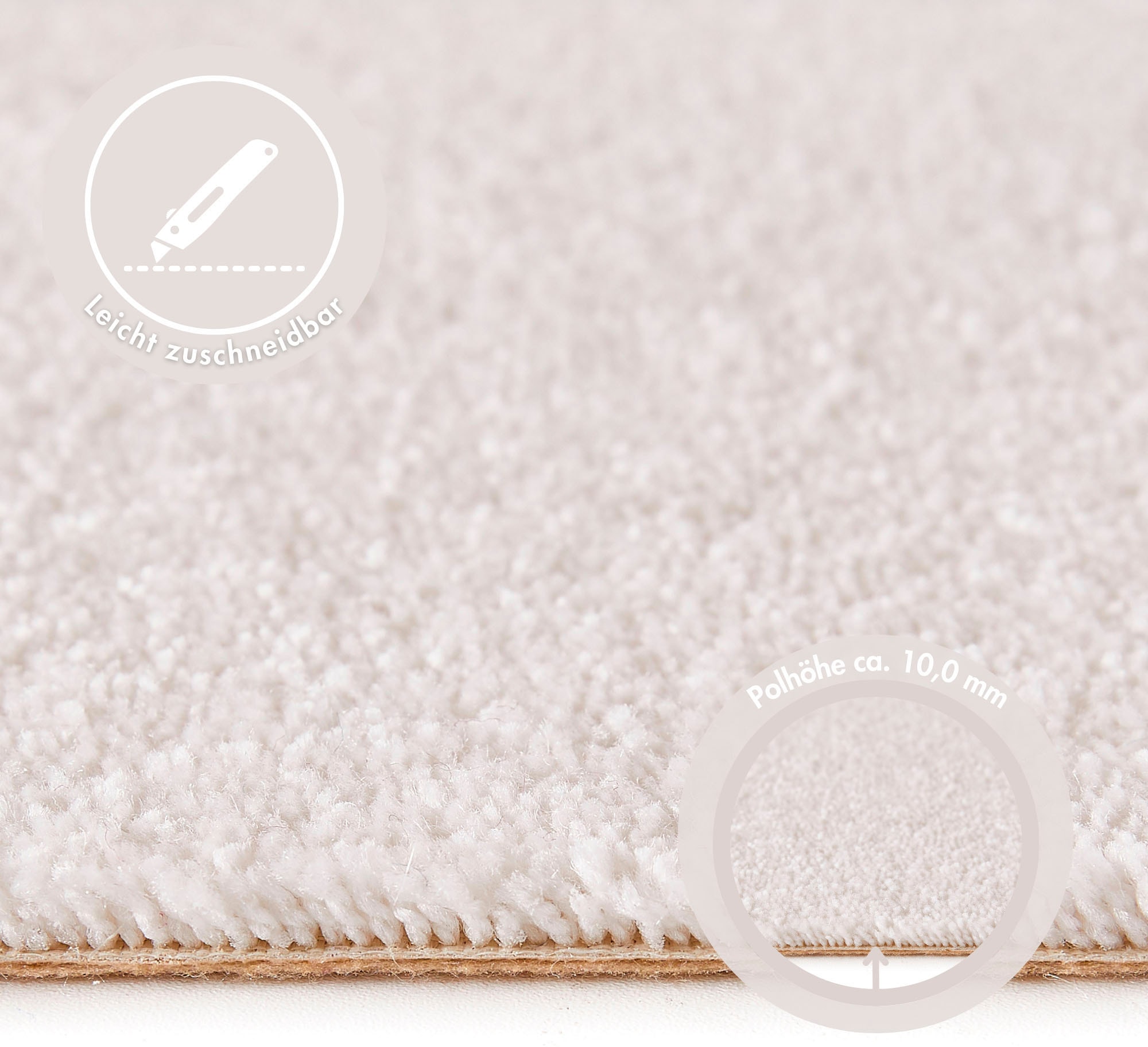 Andiamo Teppichboden »Sophie, Frisee-Velours, Made in Netherlands«, rechteckig, 12 mm Höhe, Uni Farben, Breite 400 cm oder 500 cm, strapazierfähig & pflegeleicht