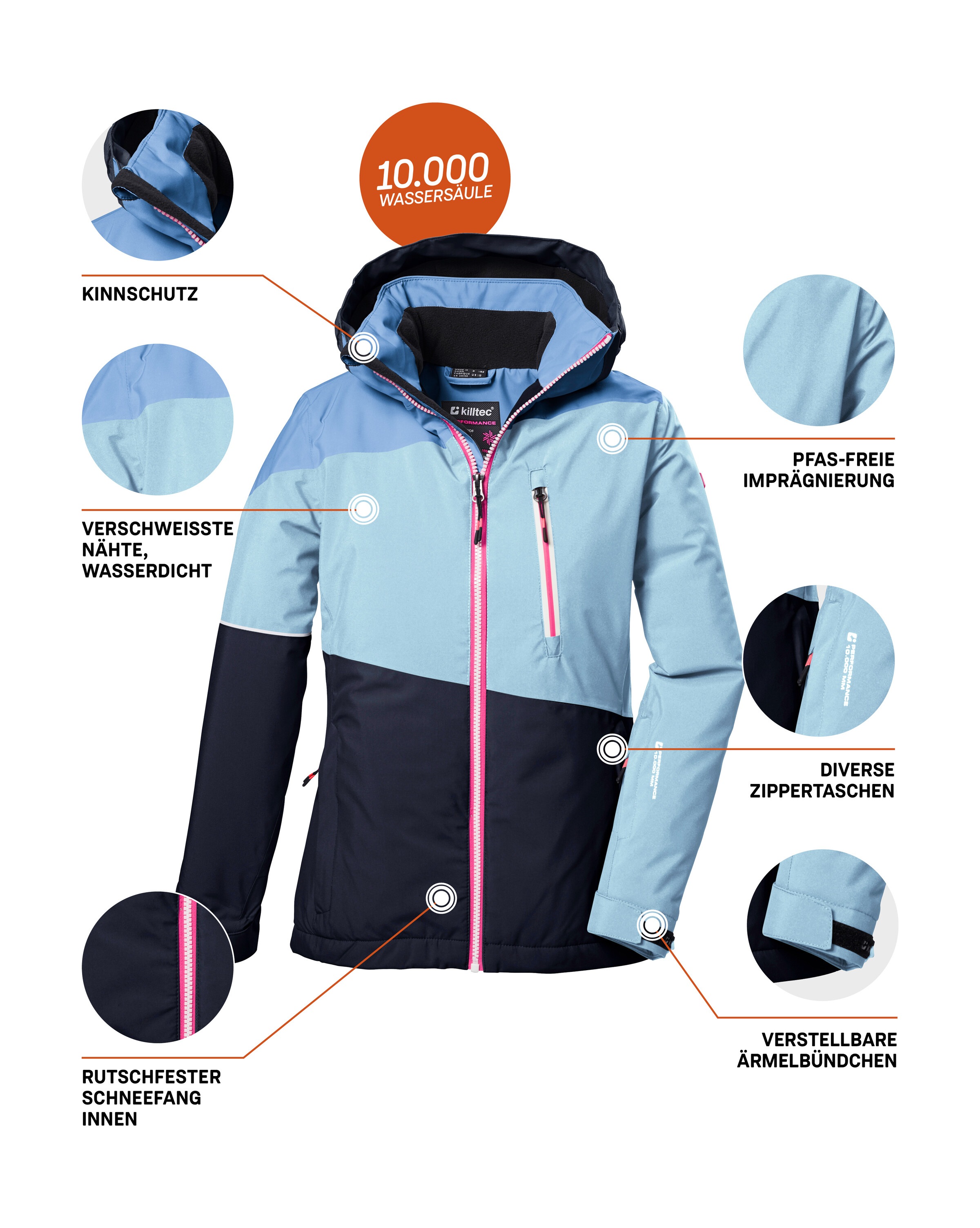Killtec Skijacke »KSW 331 GRLS SKI JCKT« Atmungsaktive, wasserdichte Jacke mit Fleece-Innenseite, Skipasstasche