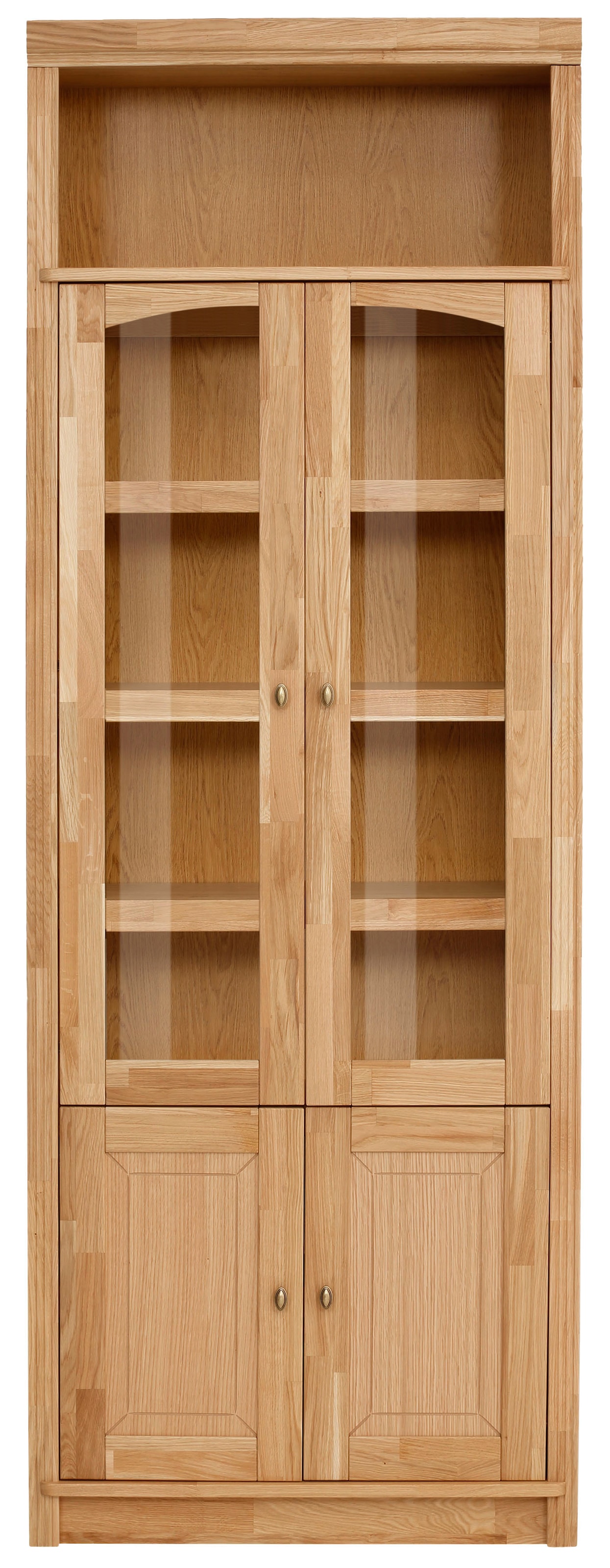 OTTO home Vitrine »Soeren Bücherregal mit Eiche-Elementen B/T/H: 80/29/220 cm« mit Glas-/Holztüren