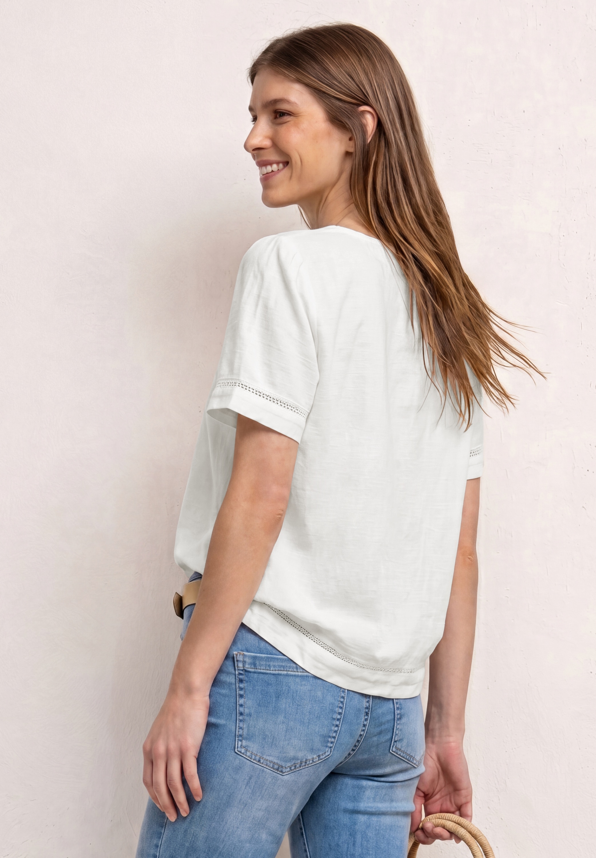 STREET ONE Kurzarmbluse Sommershirt mit Tape-Details