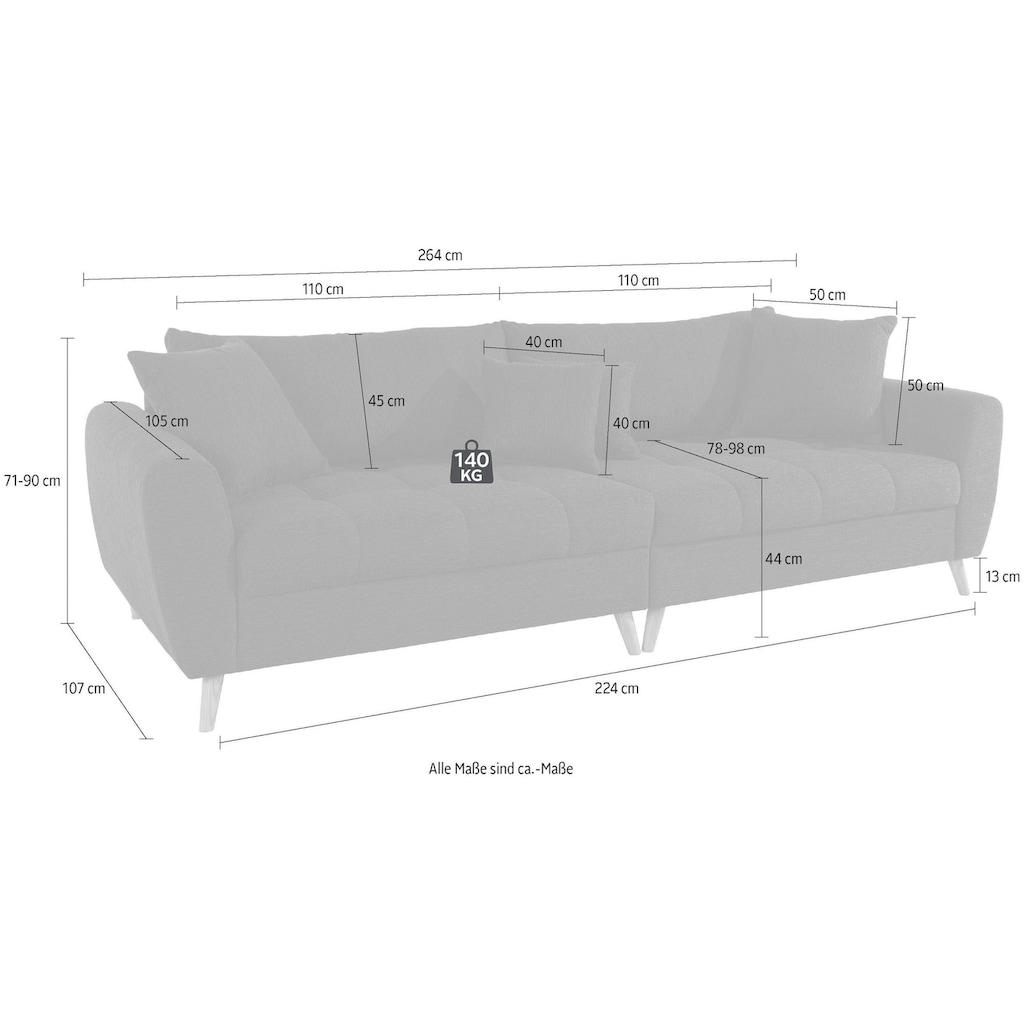 andas Big-Sofa »Blackburn Luxus«, mit besonders hochwertiger Polsterung für bis zu 140 kg Belastbarkeit