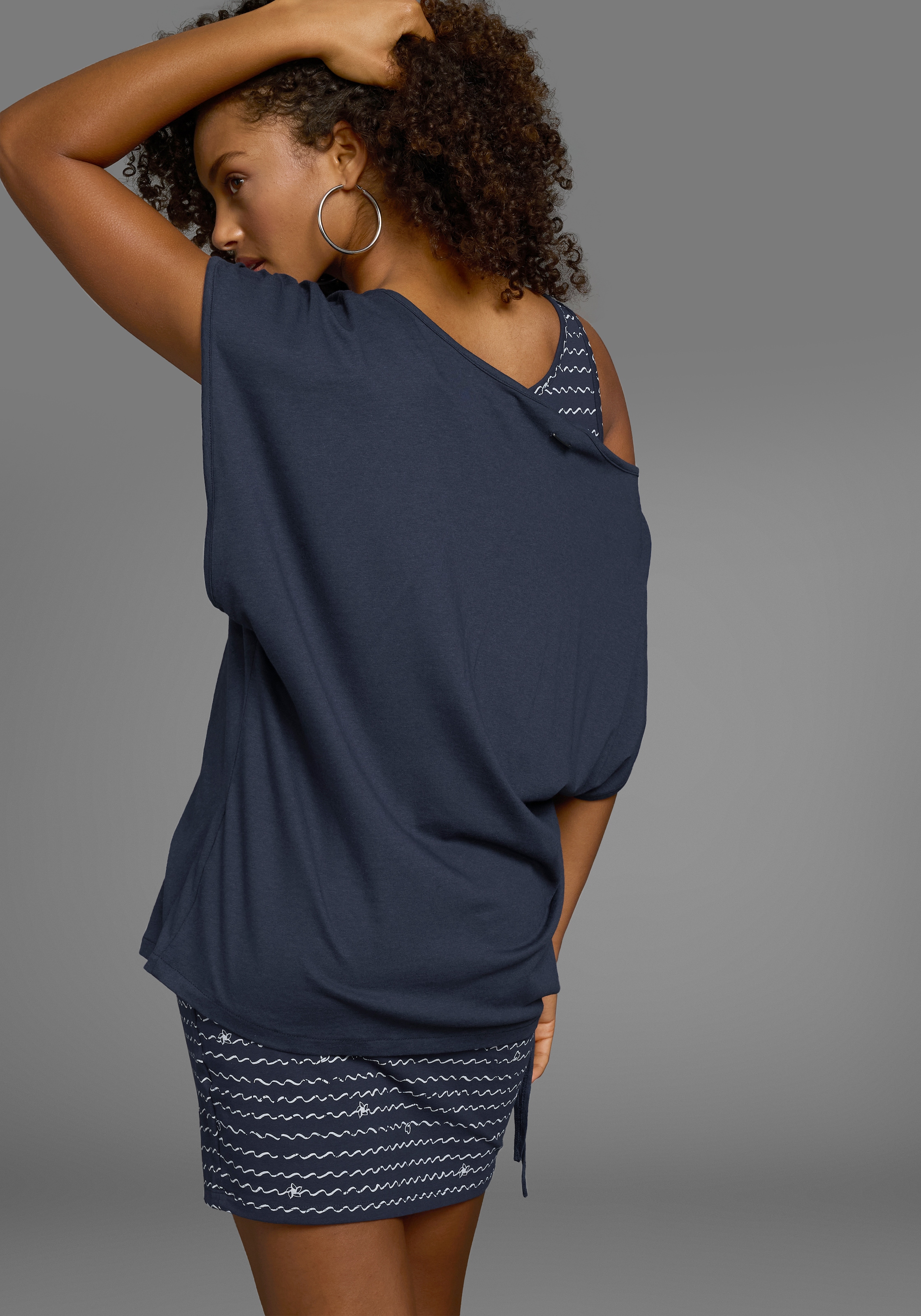 KangaROOS Jerseykleid, (2 tlg.), bedrucktes Design, aus Baumwolle und Modal