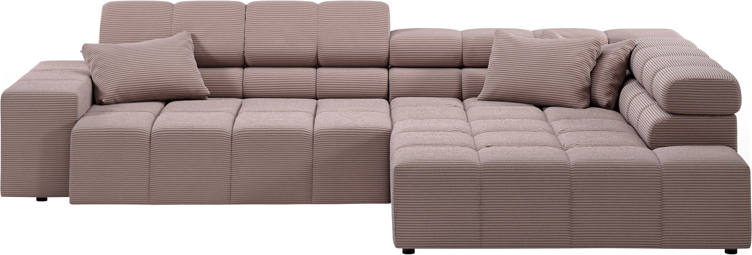 INOSIGN Ecksofa »Ancona incl. Kopfteilverstellung, Zierkissen Breite 319cm, L-Form«, wahlweise motorische Sitztiefenverstellung, auch in Cord + Easy Care