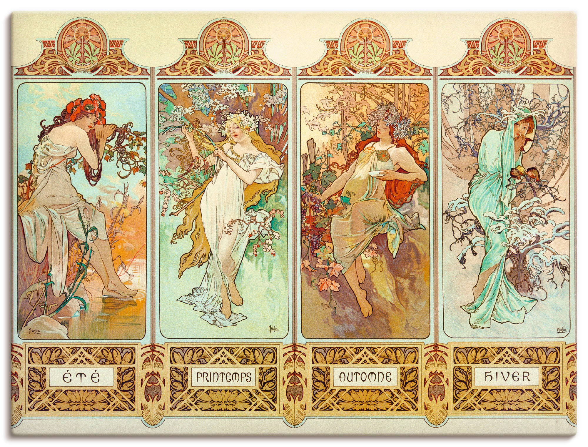 Artland Wandbild »Die vier Jahreszeiten, 1896«, Gruppen & Familien, (1 St.), als Leinwandbild, Wandaufkleber in verschied. Größen