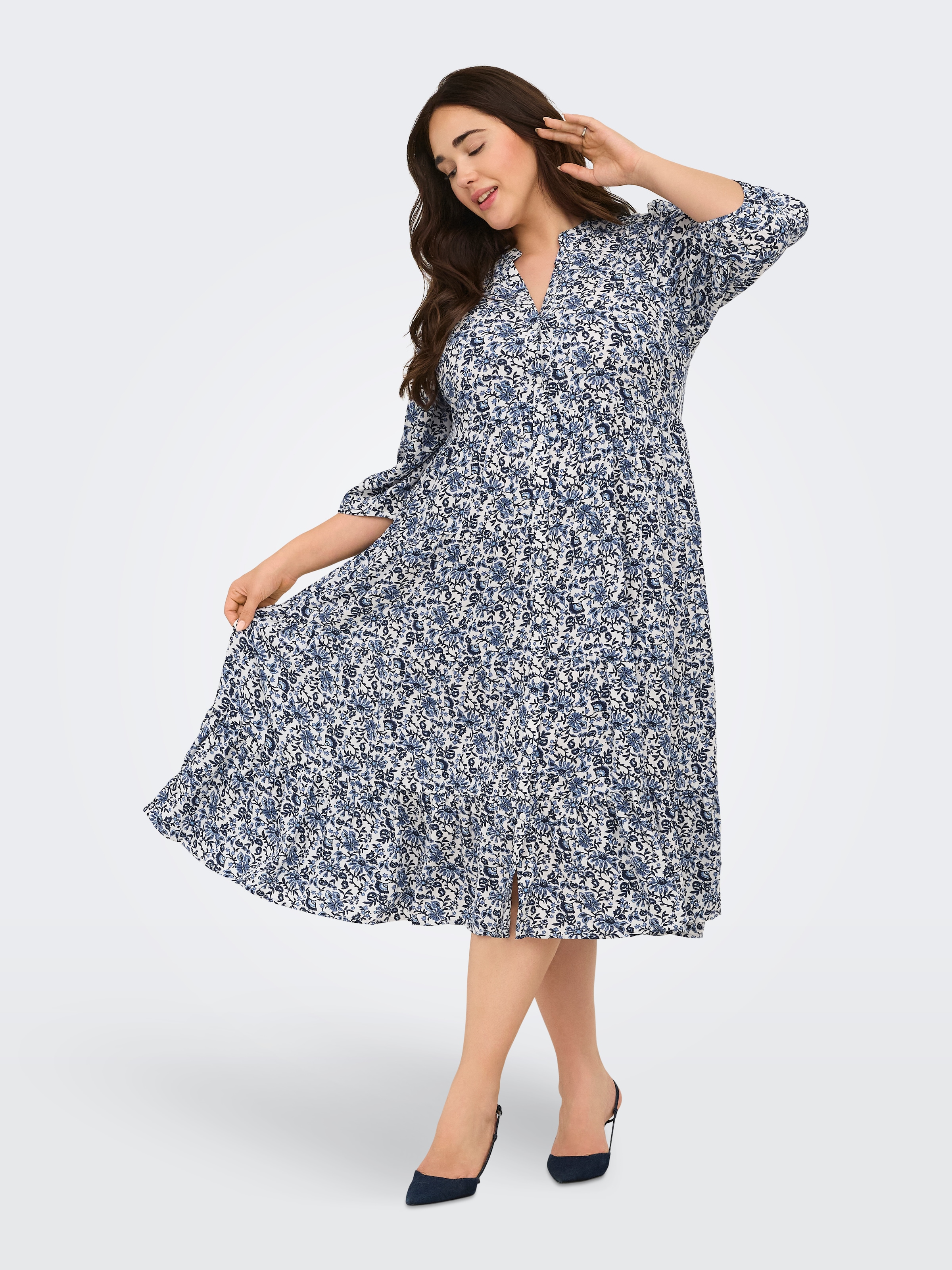ONLY CARMAKOMA Tunikakleid »CARMILANA 3/4 DRESS WVN NOOS« Sommerkleid