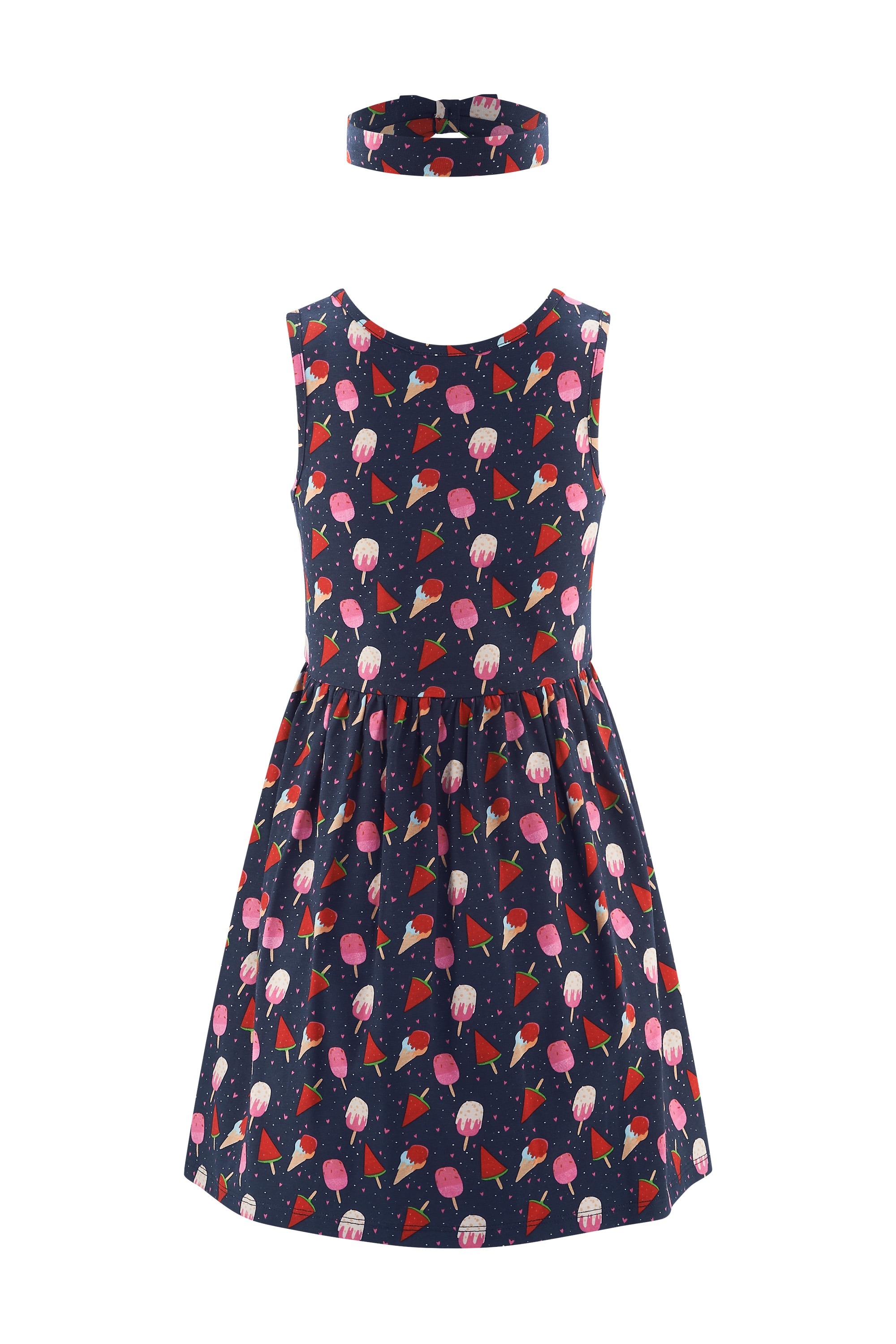 happy girls Jerseykleid Set, 2 tlg. tlg. mit süßem Haarband mit Schleifendetail