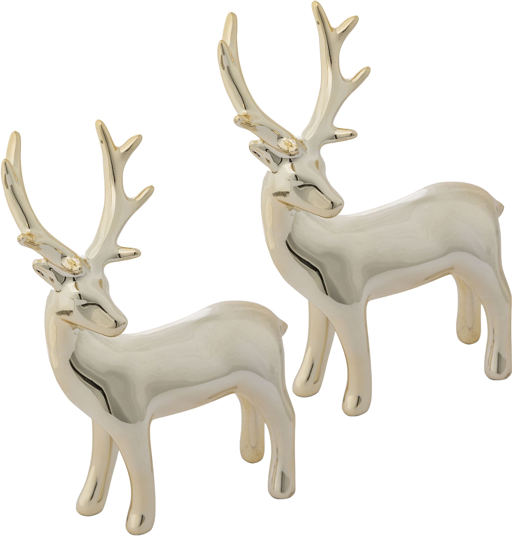 Creativ home Weihnachtsfigur, (Set, 2 St.), Hirsch aus Keramik, Höhe ca. 16,5 cm
