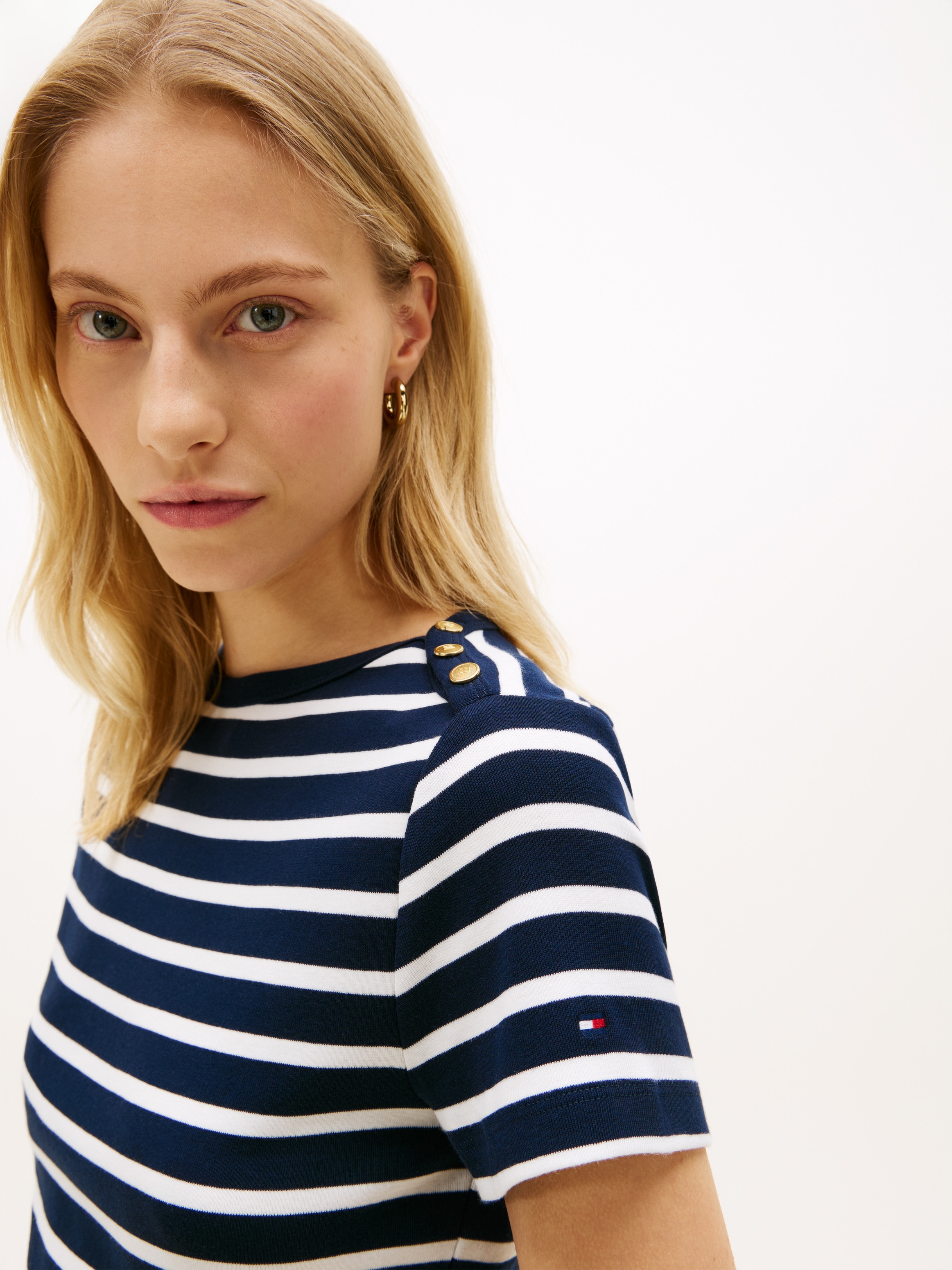Tommy Hilfiger Kurzarmshirt »GOLD BUTTON SLIM SS TEE«
