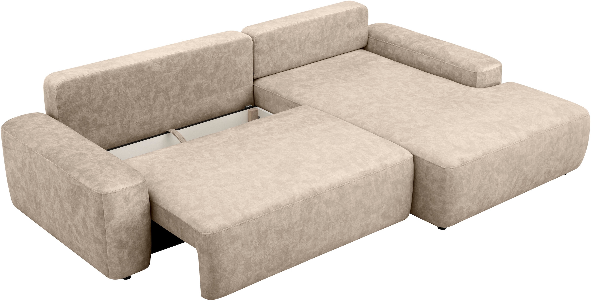 INOSIGN Ecksofa »TORGE (264cm), Schlafsofa in Cord, Samtvelours o Struktur fein, L-Form«, Schlaffunktion, Bettkasten, Liegefläche: 125/210 cm