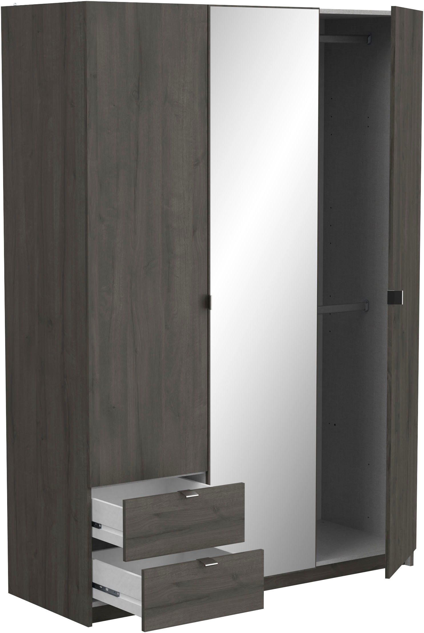 Demeyere GROUP Kleiderschrank »Mellie, mit Spiegel und 2 Schubladen, 3 Regale, 2 Kleiderstangen« H/B/ T ca. 191/134/52cm,  maximaler Stauraum, Made in France