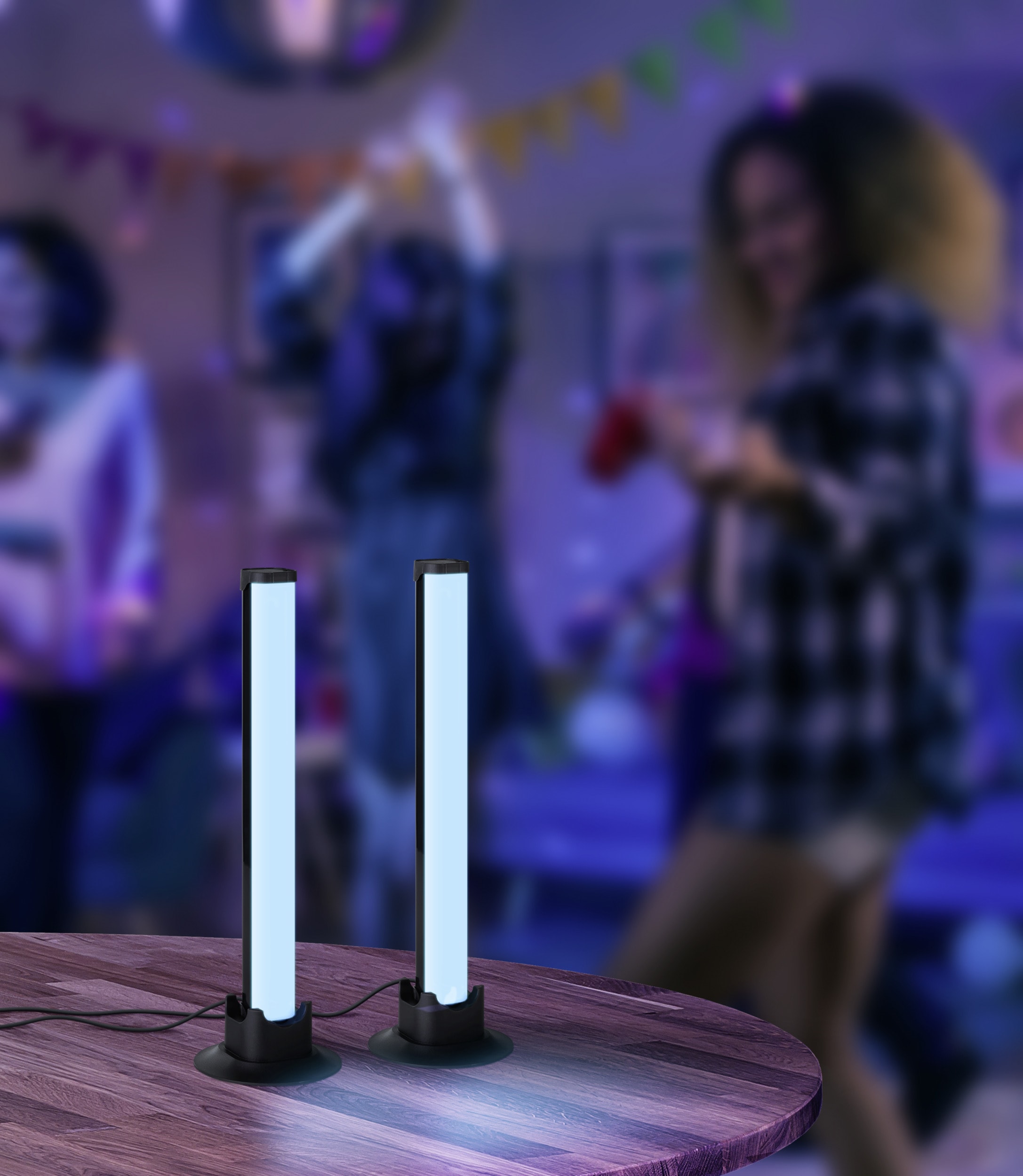 EGLO LED Dekolicht »GAMER LIGHT, Tischlampe, musikgesteuert, 2er Set, Gaming Zimmer« LED-Modul 2 Stk. RGB | warmweiß - kaltweiß Fernbedienung inkl., 150cm USB-Kabel, Musikmodi, H: 32,5cm x D: 3cm