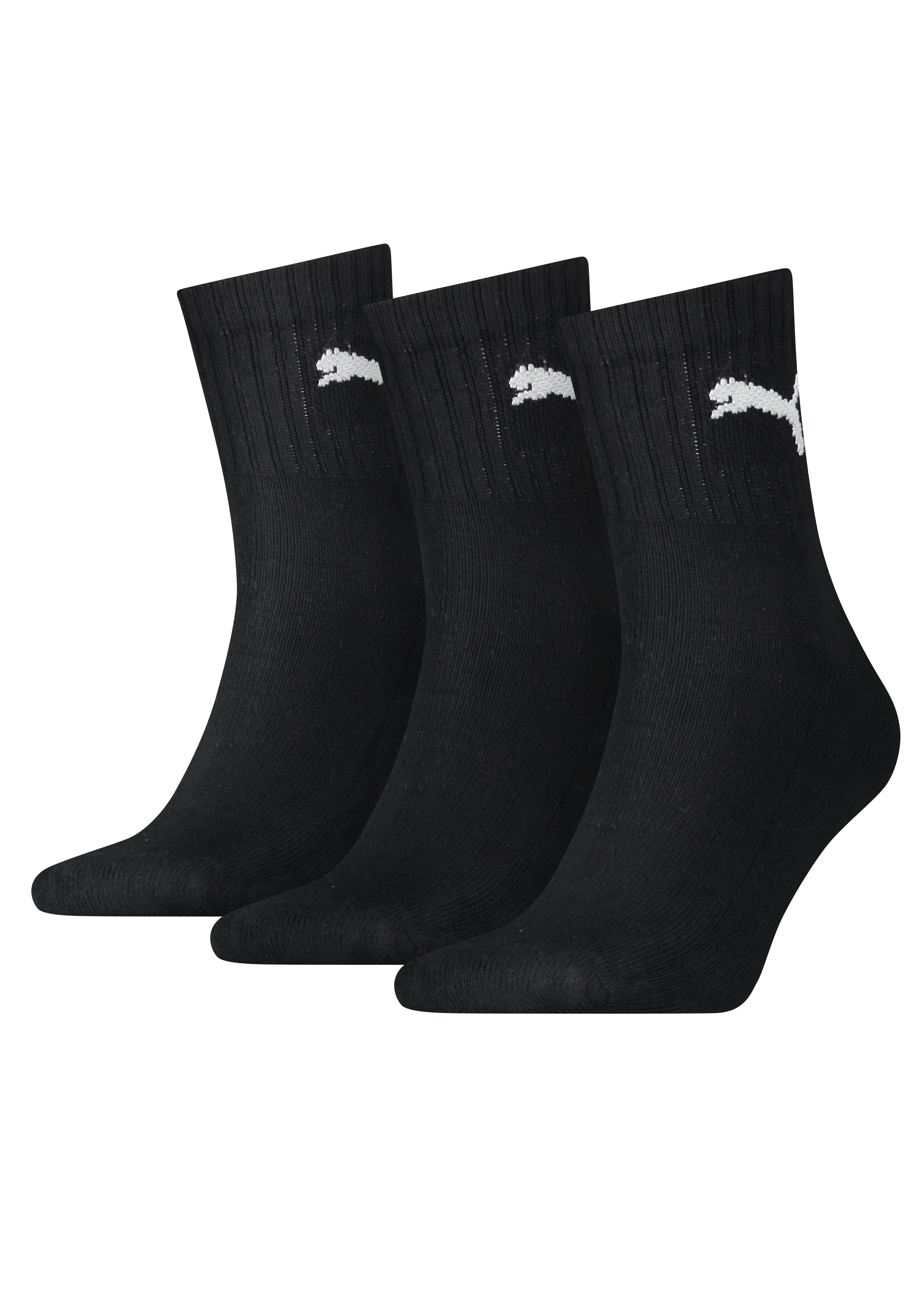 Puma Herren Sportsocken »short crew« 3 Stk. tlg. gepolsterte Frottee-Sohle in schwarz, Größe 35-38