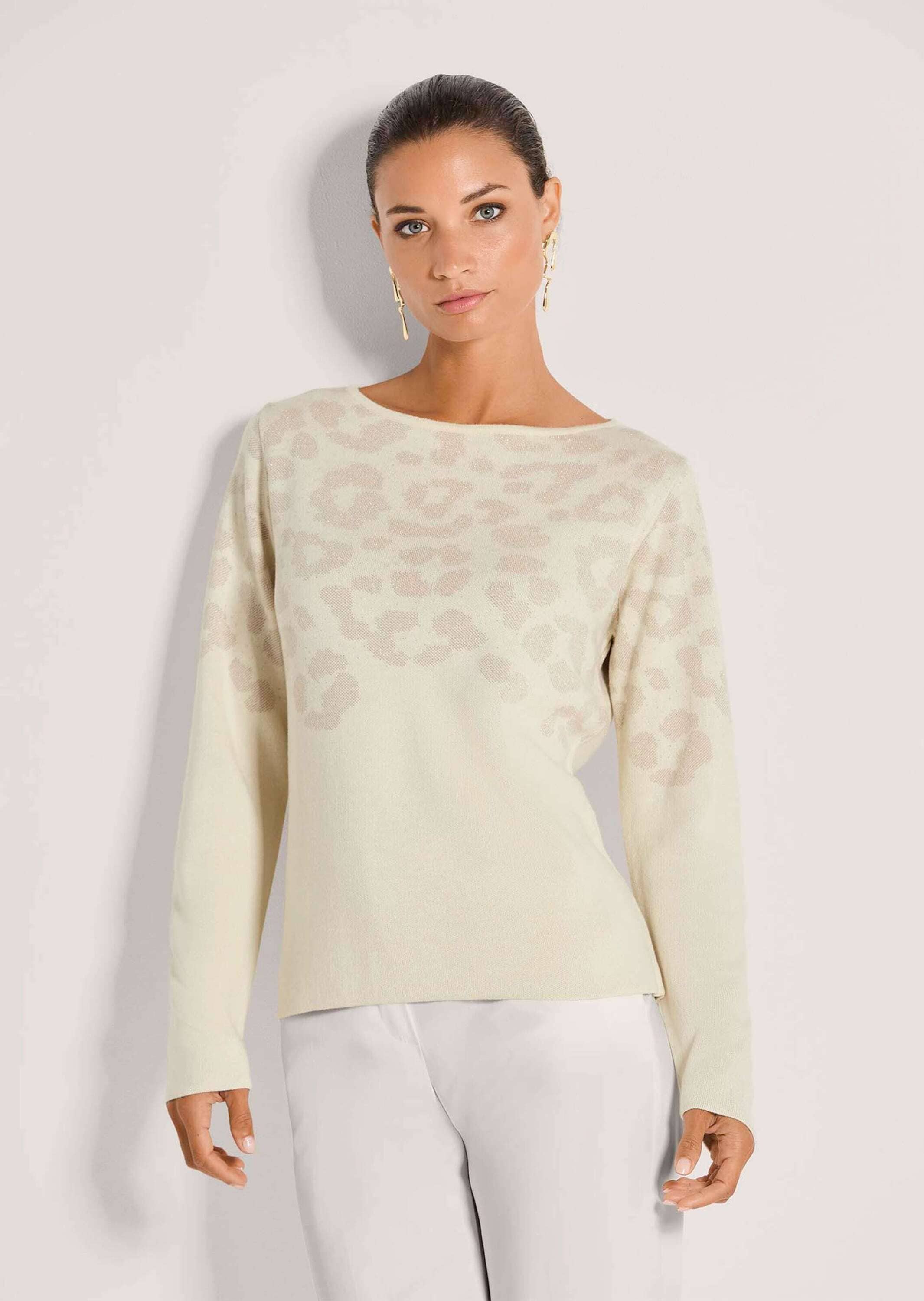 MADELEINE Longpullover »Strickpullover Jacquardpullover mit Animal-Design« Ton-in-Ton-Jaquard
