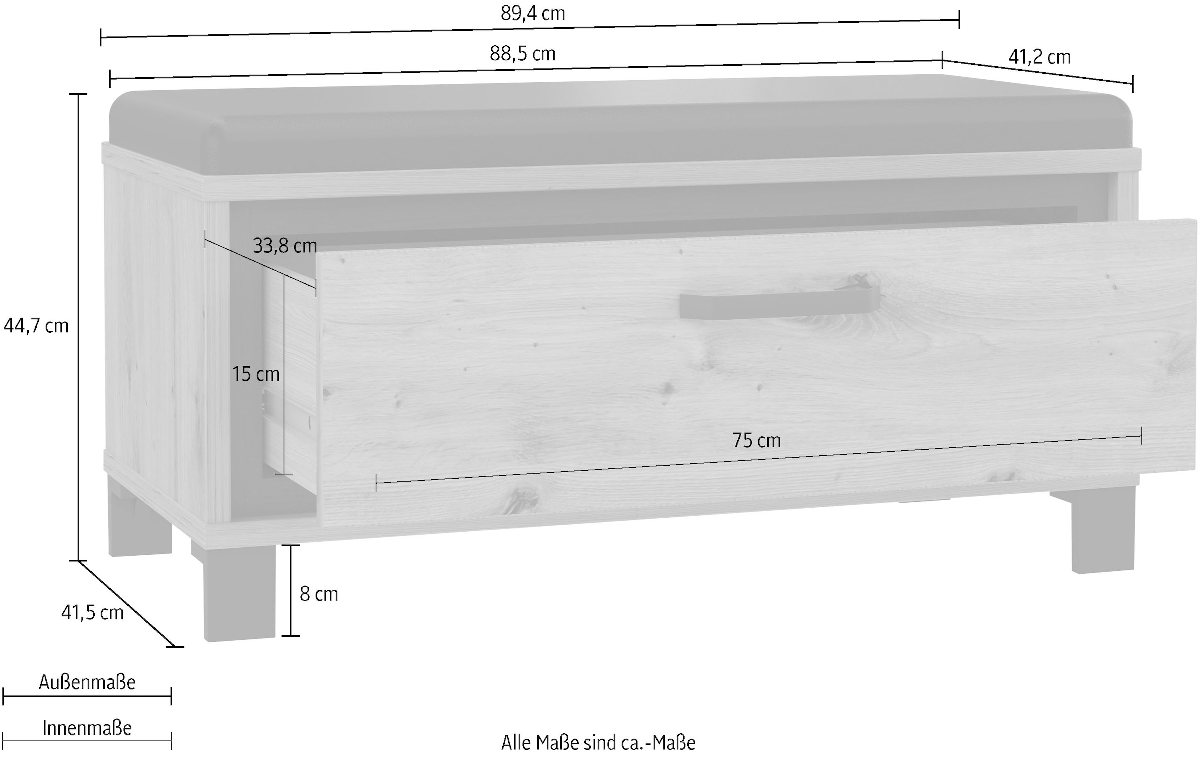 FORTE Sitzbank »Trondheim«, Breite ca. 90 cm, inkl. Sitzauflage