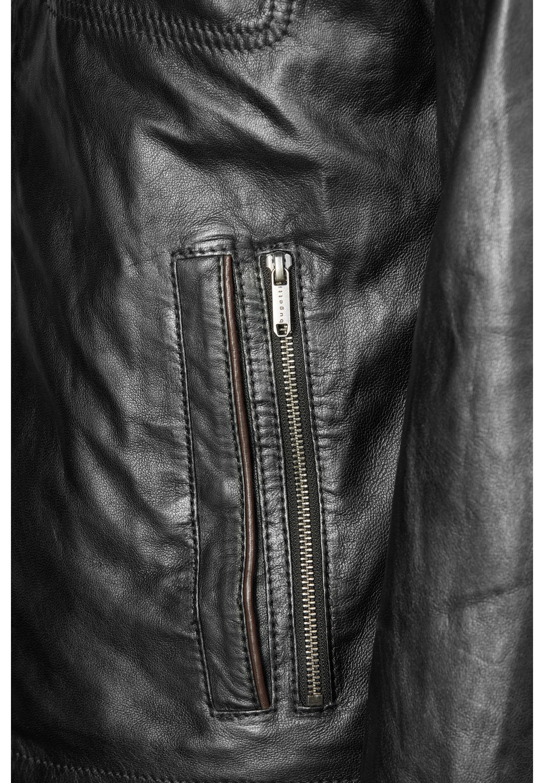 bugatti Lederjacke »BURICCARDO« mit Kapuze aus weichem Leder