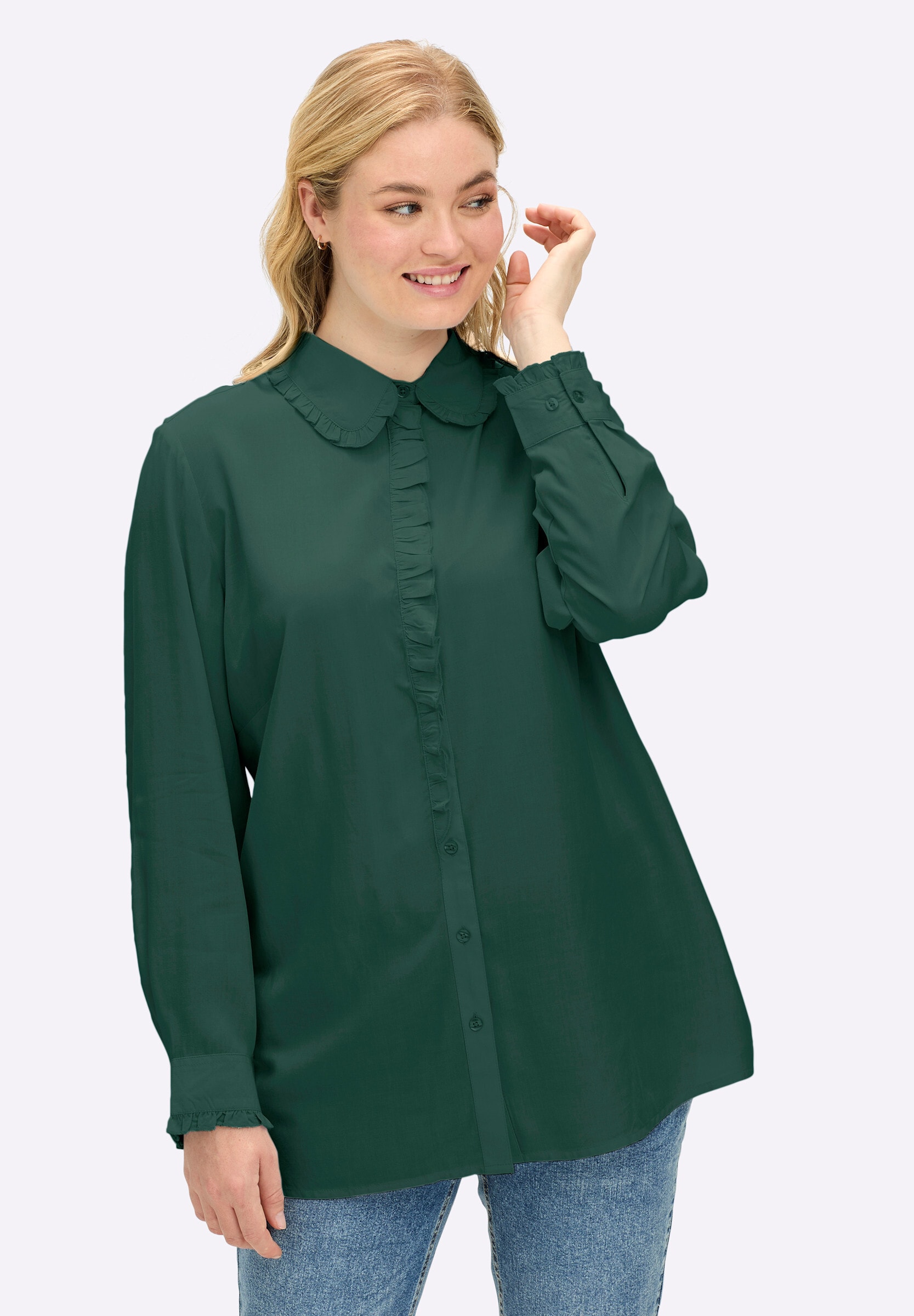 Sheego Rüschenbluse »Bluse Hemdbluse mit gerüschter Knopfleiste«