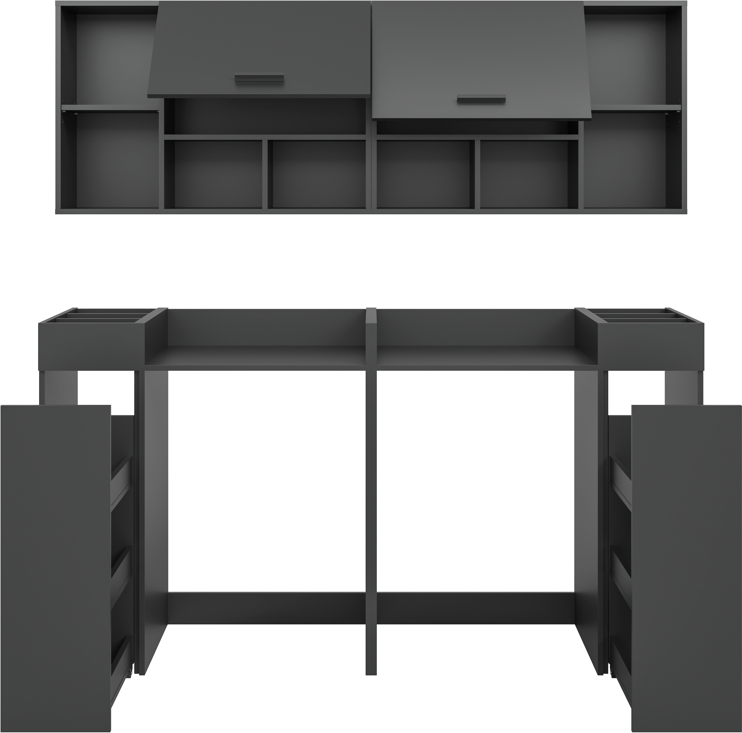 welltime Badmöbel-Set »FALAS,  6-teilig, Hauswirtschaftsraum Set, Breite 190 cm« Set, 2x Waschmaschinenumbauschrank, 2x Standregal & 2x Hängeschrank, 6 Stk. tlg.