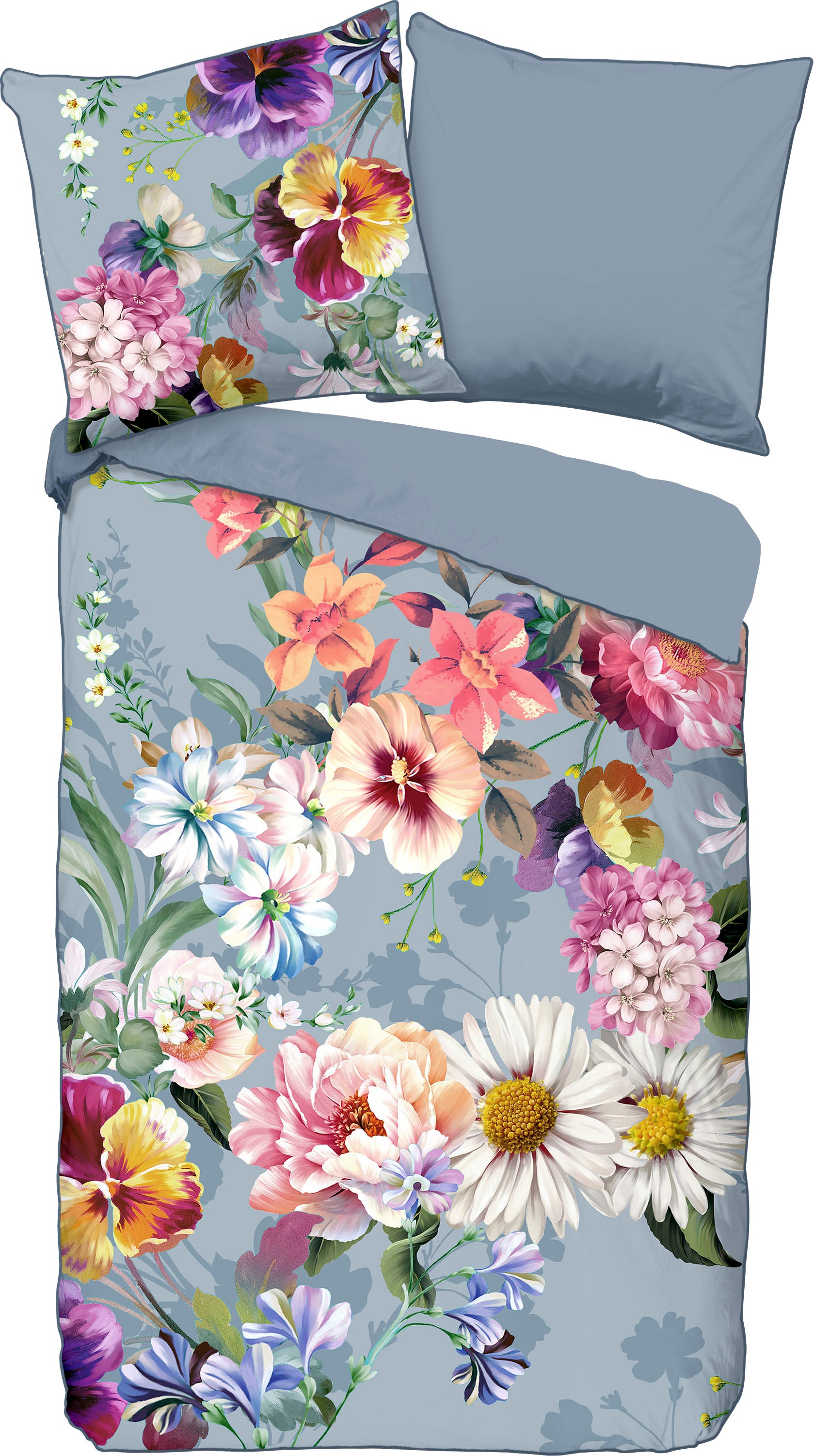 Descanso Wendebettwäsche »Novara« 2 Stk. tlg. Baumwolle in grau, Größe B/L: 80 cm x 80 cm