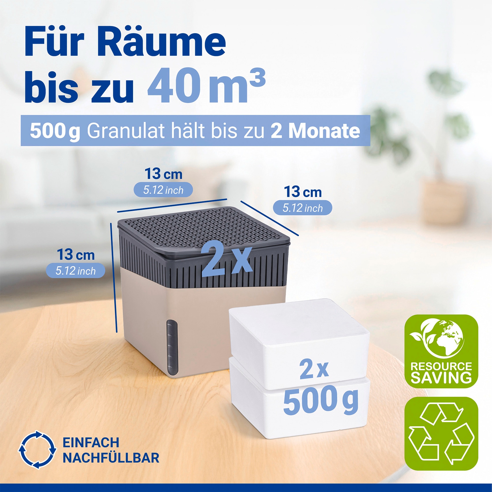 WENKO Luftentfeuchter »Cube« für 40 m³ Räume 2 x 500 g
