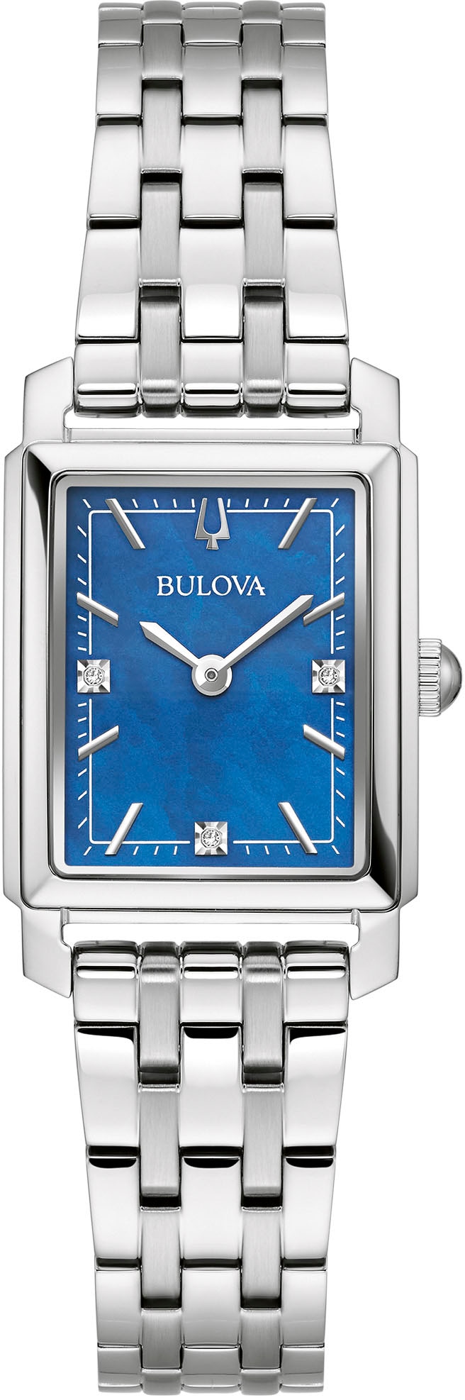 Bulova Quarzuhr, Armbanduhr, Damenuhr, Edelstahlarmband, mit Diamanten