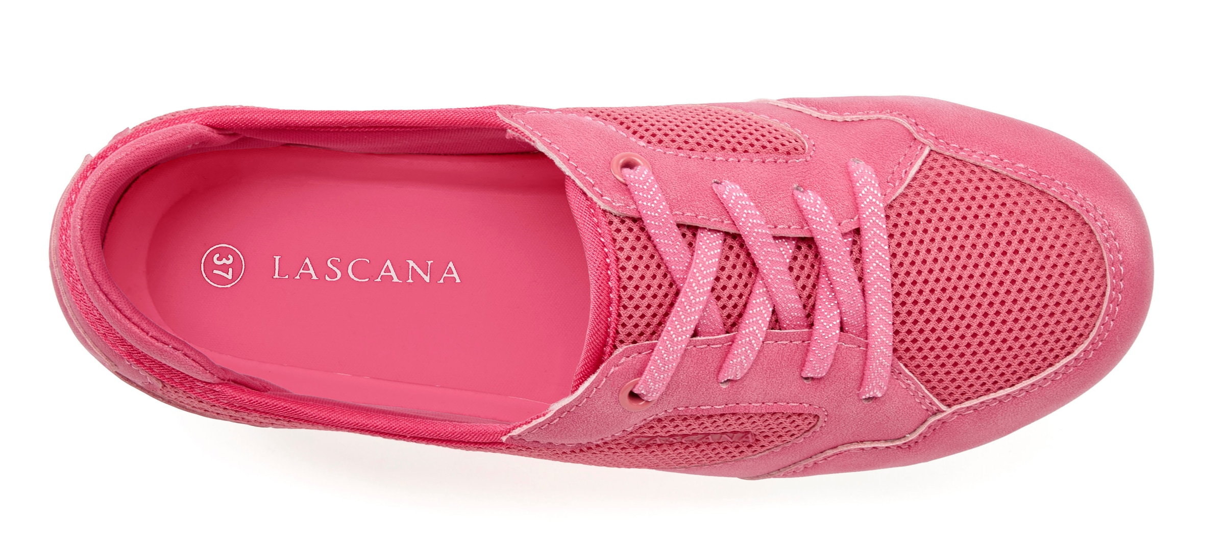 LASCANA Sneaker »Freizeitschuh, Halbschuh,«, in modischer Mesh-Optik zum Reinschlüpfen VEGAN