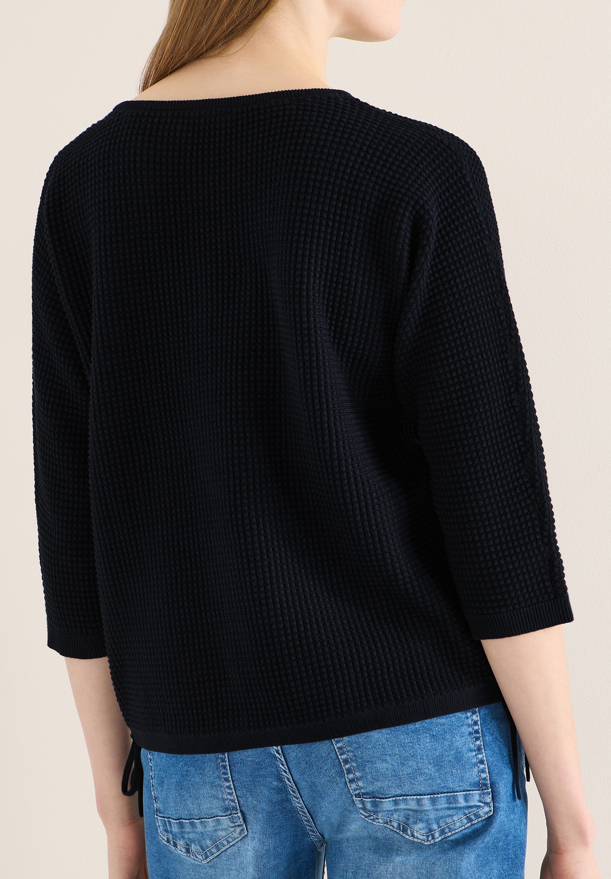 Cecil 3/4 Arm-Pullover mit seitlicher Raffung und Bindebändern