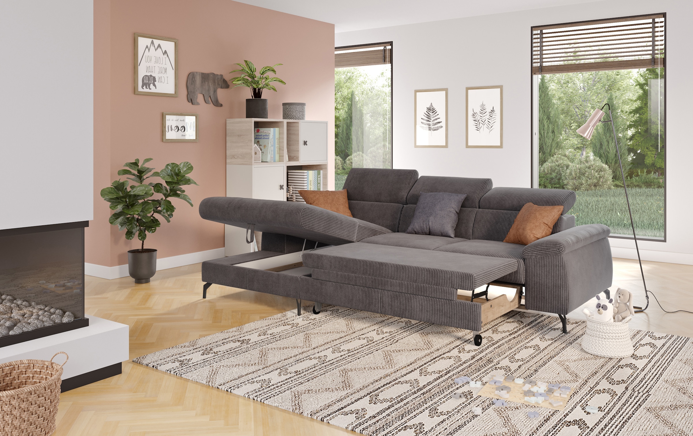COTTA Ecksofa »Kitty L-Form, B: 242 cm«, mit Kopfteilverstellung, optional Bettfunktion & Bettkasten