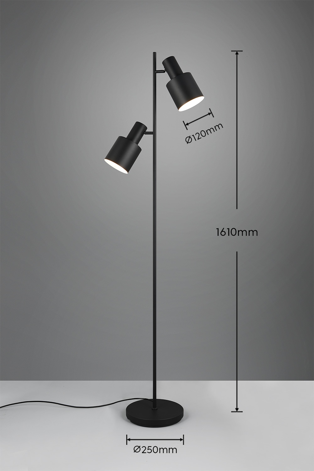 TRIO Leuchten Stehlampe »AGUDO, Stehleuchte 2-flammig, exkl 2xE27 max 10W, mit Fußschalter« E27 1 Stk. warmweiß - kaltweiß 161cm hoch, Metall Lampenschirme, Stehlampe Wohnzimmer Esszimmer