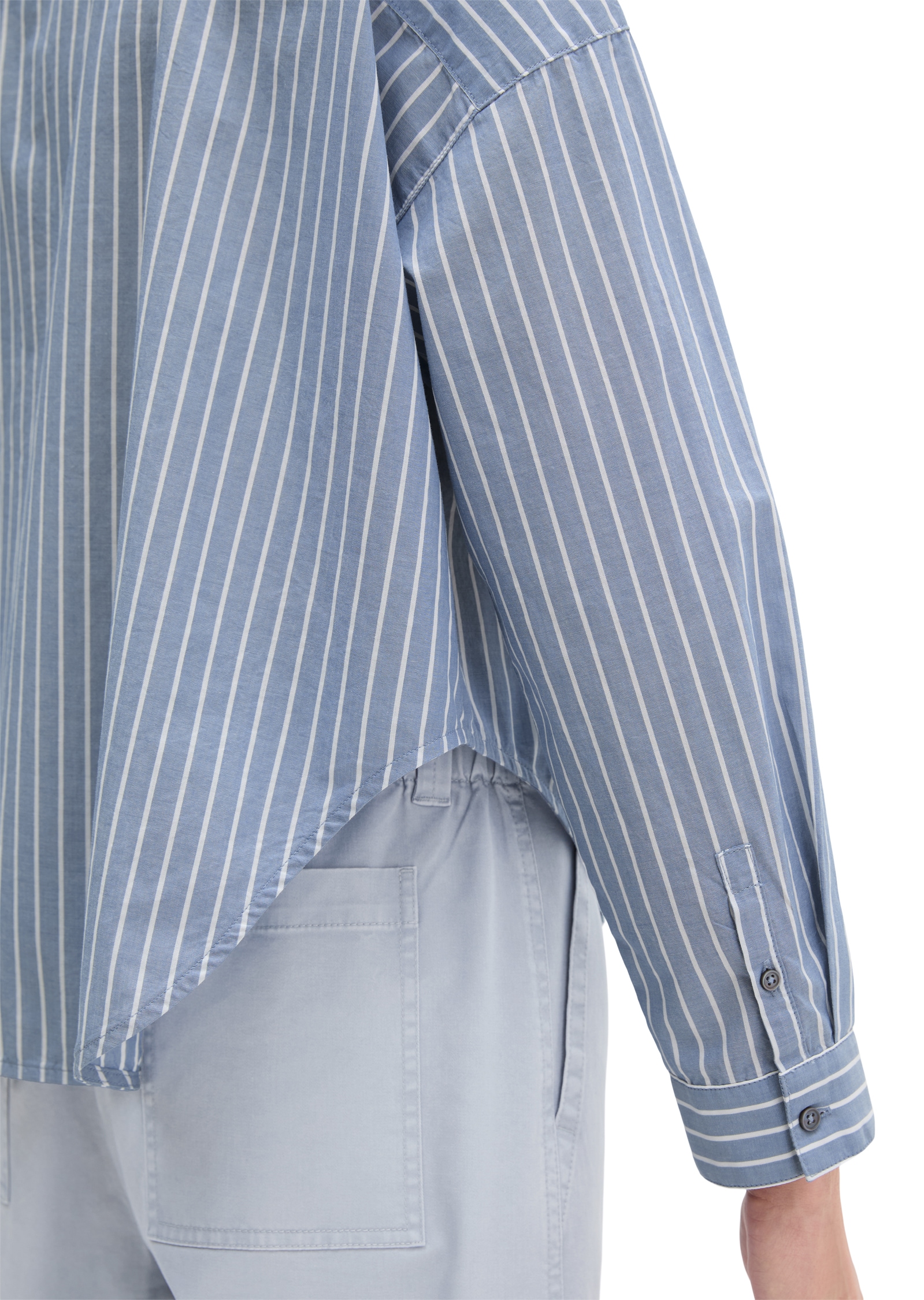 Marc O'Polo Hemdbluse bequem weite Form, garngefärbter Chambray, Kentkragen