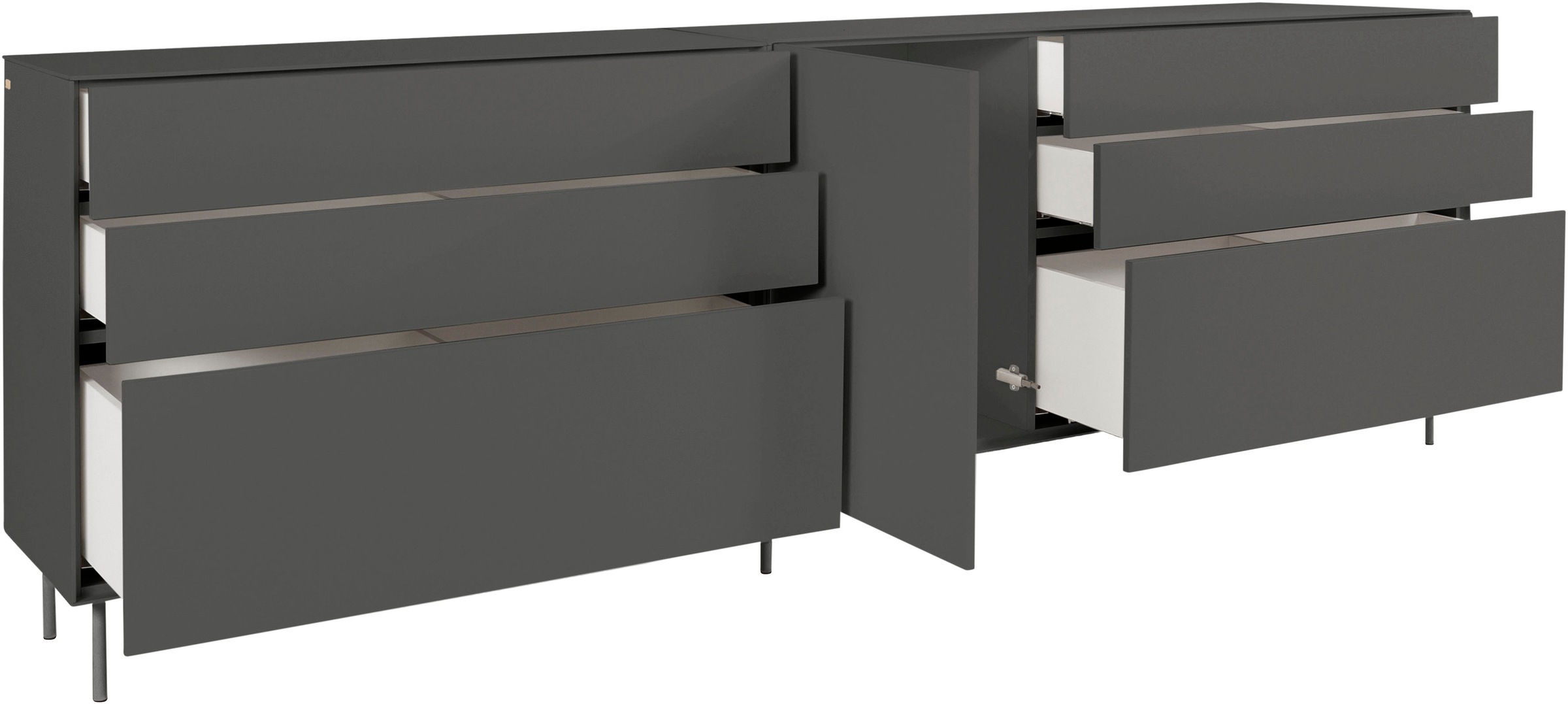 LeGer Home by Lena Gercke Sideboard »Essentials«, (2 St.), Breite: 279cm, MDF lackiert, Push-to-open-Funktion