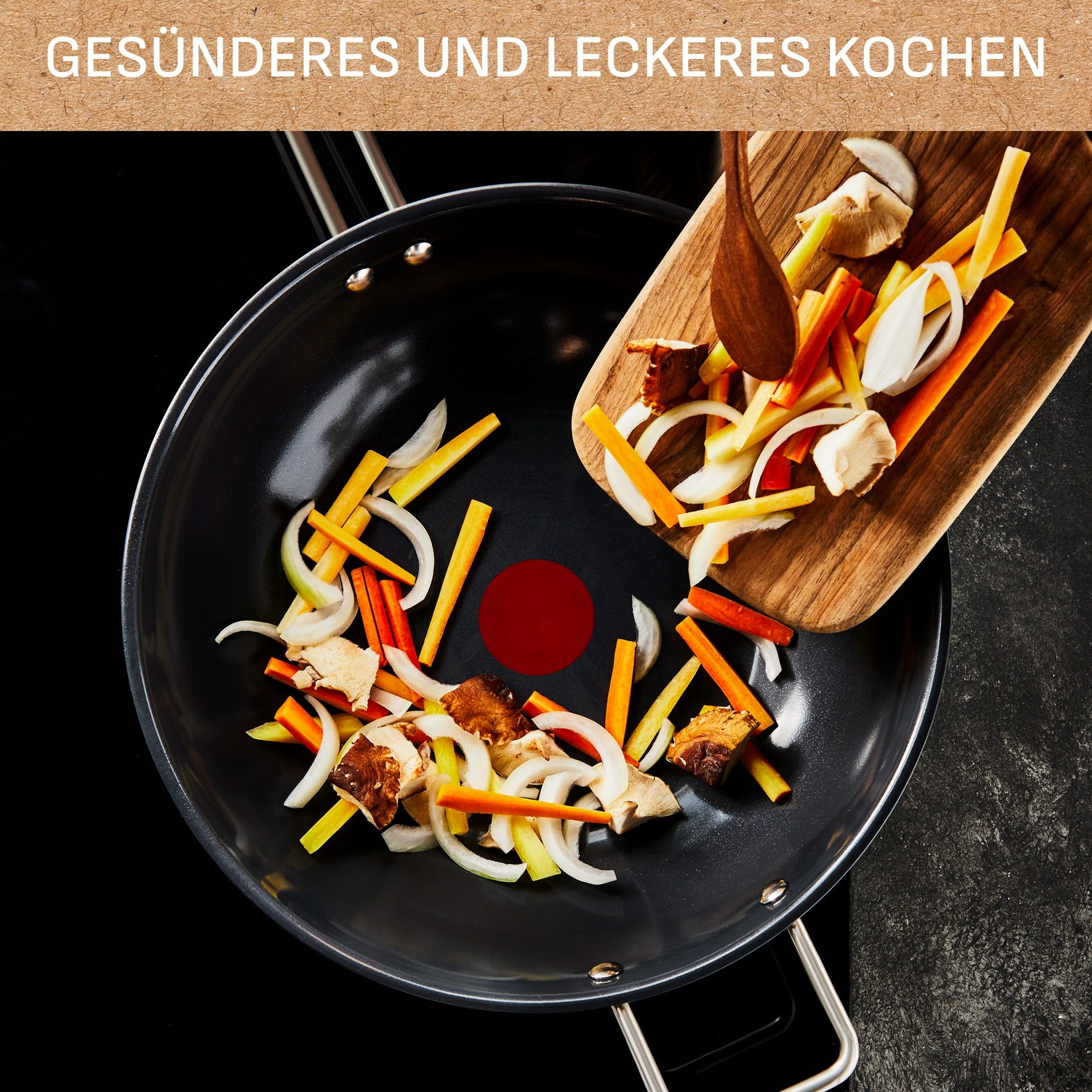 Tefal Wok »Nordica, beschichtete Wokpfanne Induktion Ø 28 cm, Thermo-Signal« Edelstahl minimalistisches Design, robuster Griff, für alle Herdarten, H87119