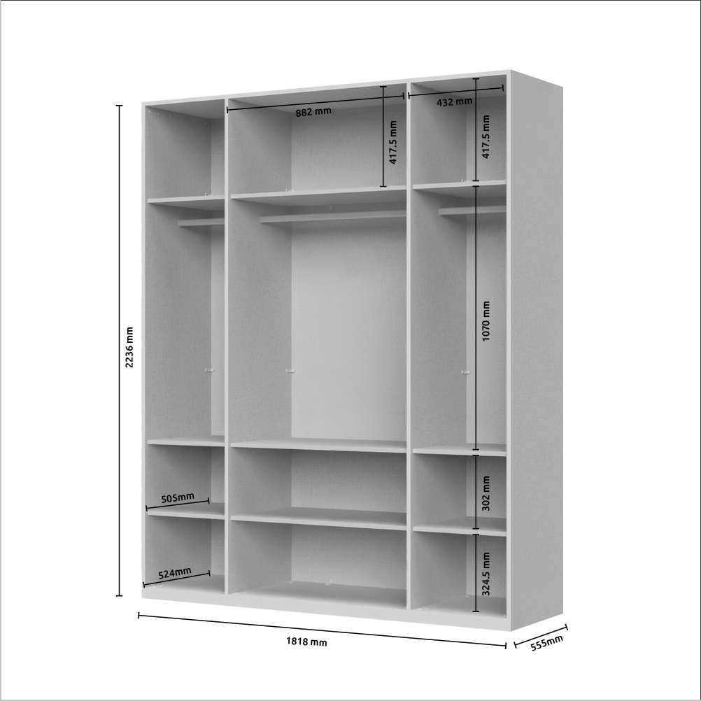 PLACES OF STYLE Drehtürenschrank »Opera Parsol-Glastüren, LED-Innenbeleuchtung, mit und ohne Kranz« Glastüren, UV-Lack, LED-Innenbeleuchtung, Soft-Close-Funktion