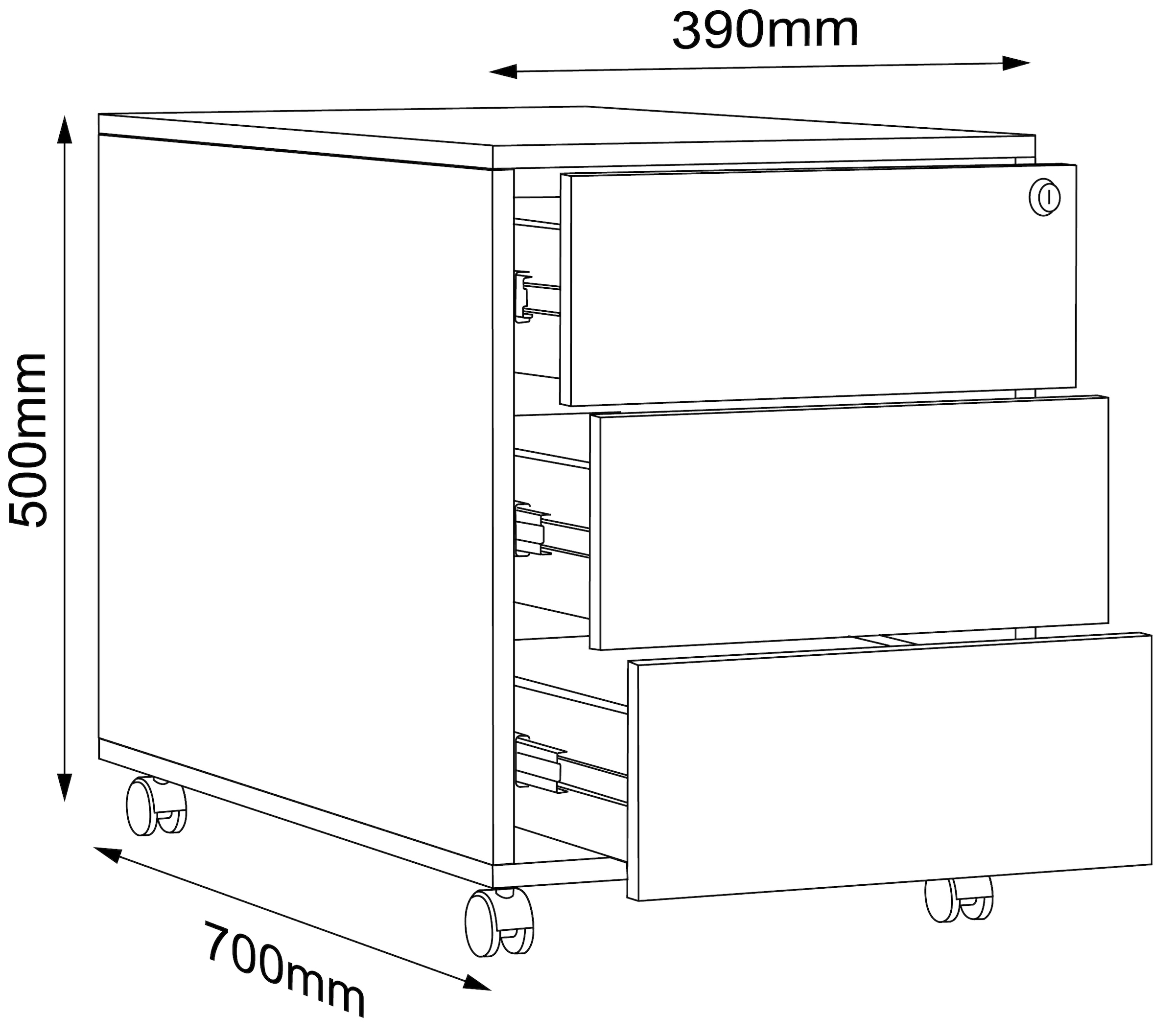 VCM Container »Holz Rollcontainer Bürocontainer Salia 3 Schublade«, (1 St., VCM Salia)