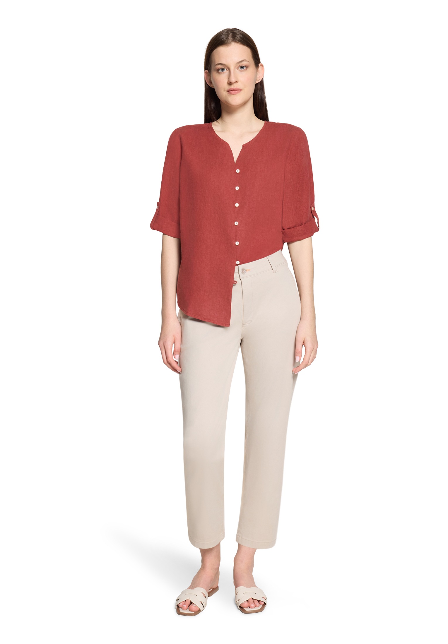 Cartoon Klassische Bluse »Leinenbluse mit V-Ausschnitt«