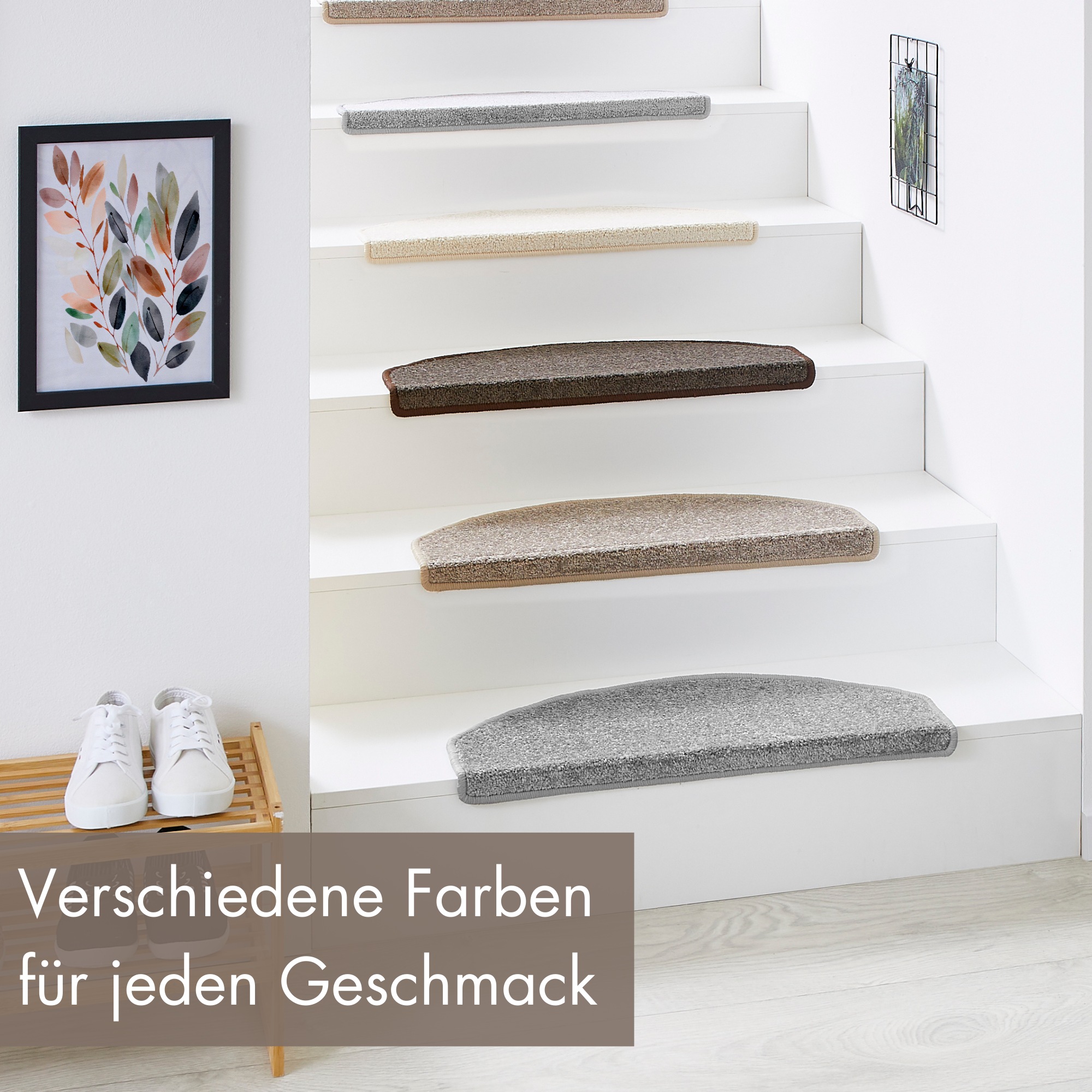 Andiamo Stufenmatte »Casablanca, Made in Netherlands«, halbrund, 6,5 mm Höhe, Uni Farben, selbstklebend, strapazierfähig, 15 Stück in einem Set