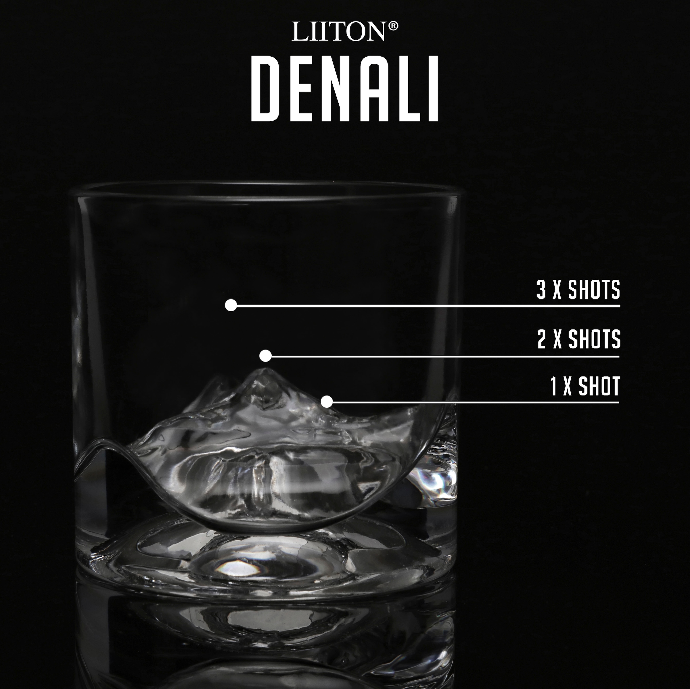 LIITON Whiskyglas »Denali"«, (Set, 2 tlg.), dicker Glasboden als Bergmotiv, 2-teilig