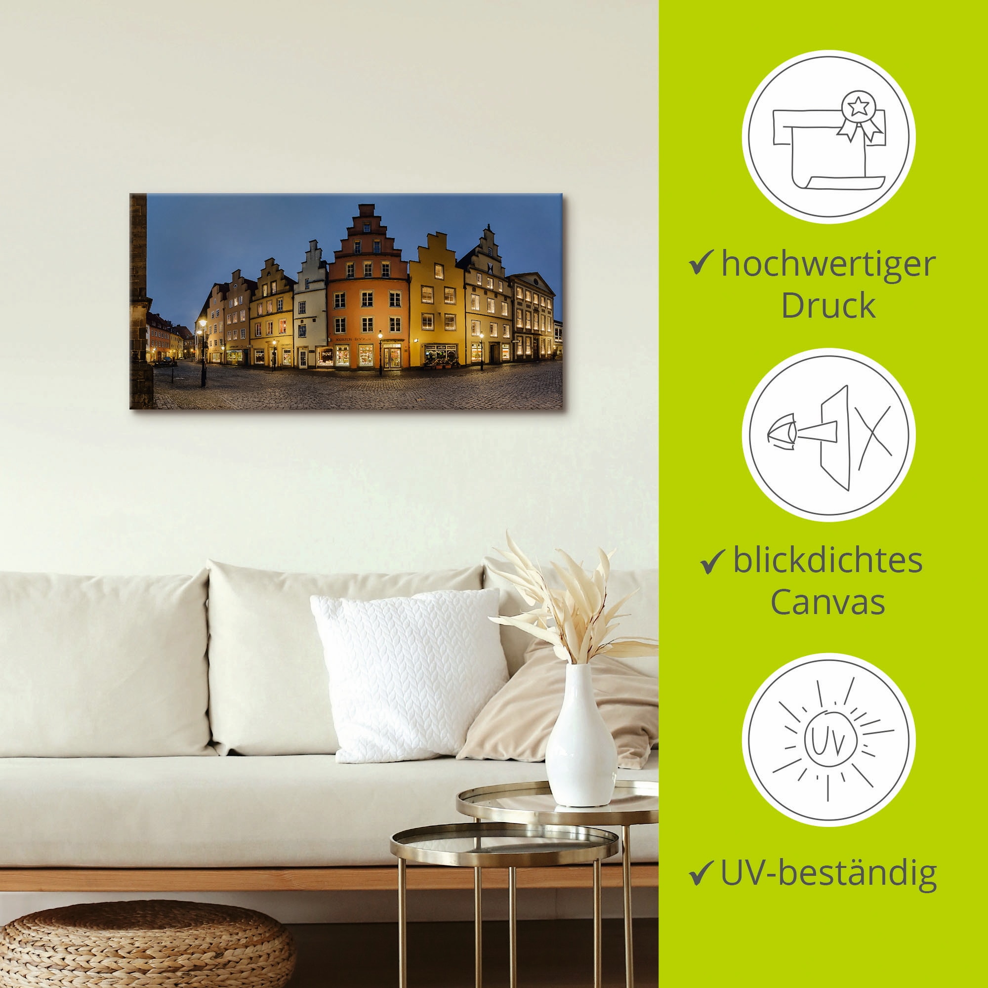 Artland Leinwandbild »Altstadt Osnabrück«, Deutschland, (1 St.), auf Keilrahmen gespannt
