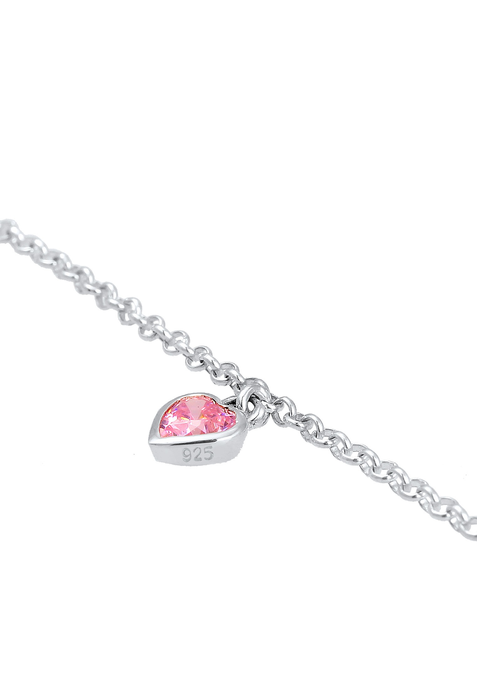 Elli Armkette »Armband Herz Zirkonia Pink 925 Sterling Silber«