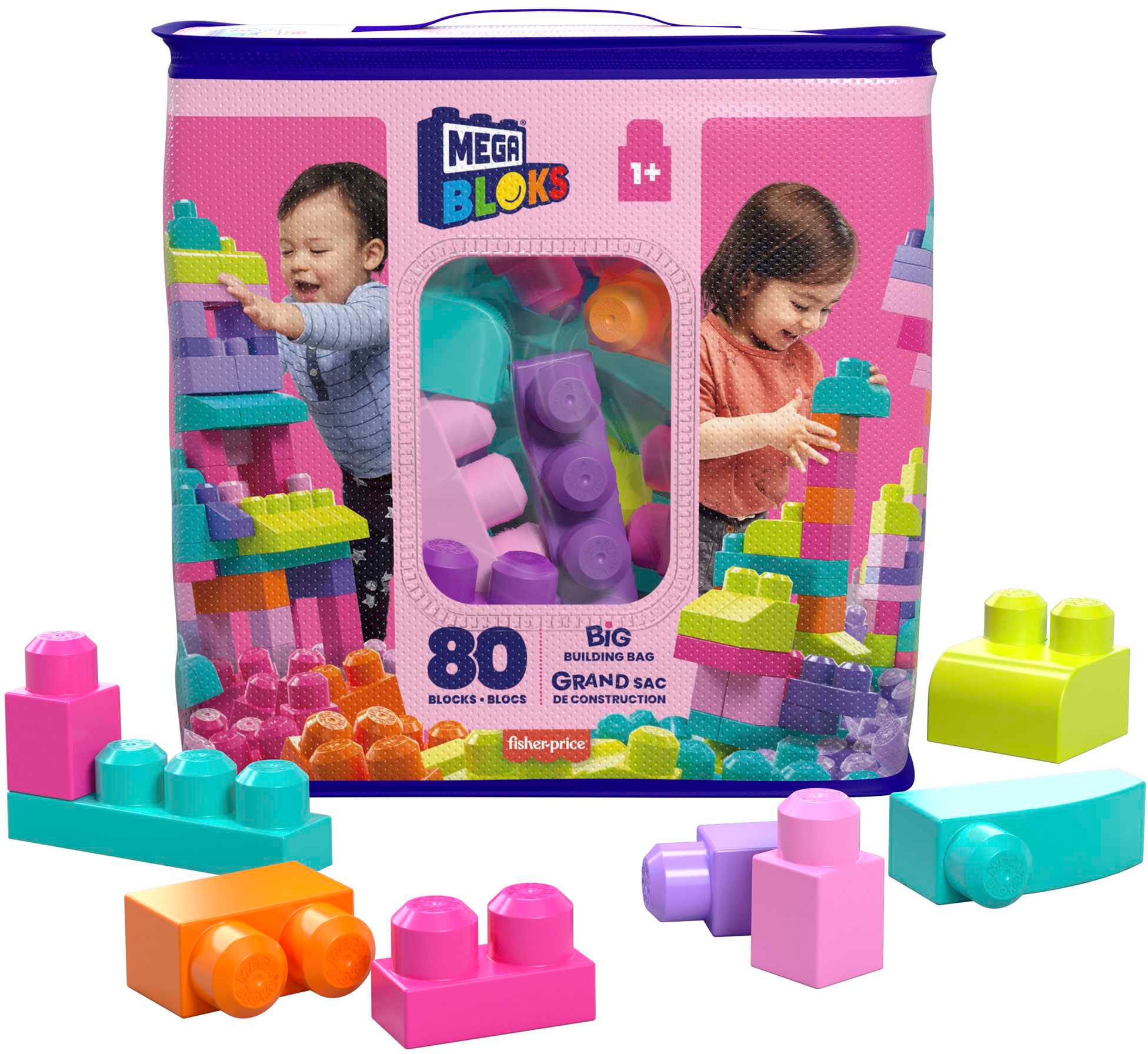 Spielbausteine »Mega Bloks Bausteinebeutel, Groß 80 Teile, pinkfarben«, (80 St.)