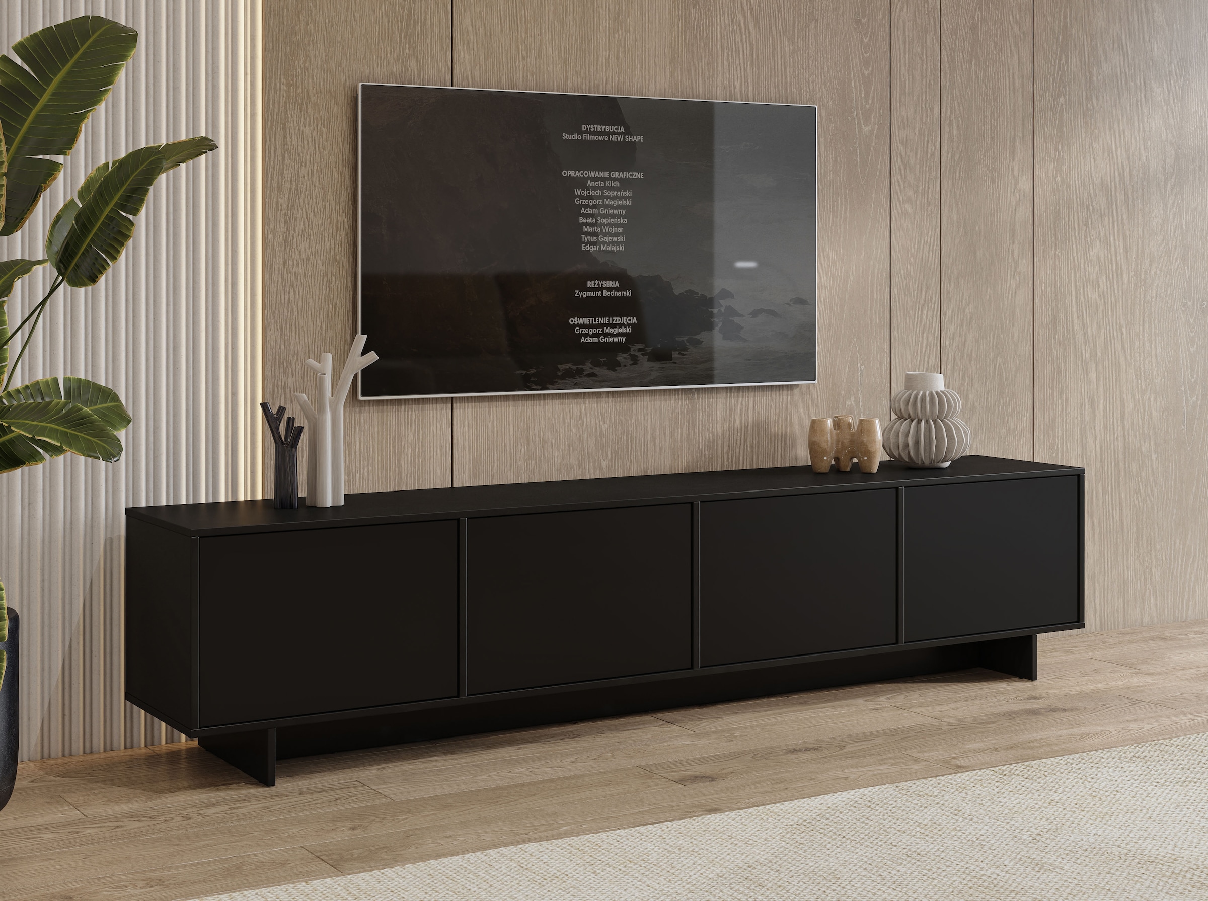OTTO home Lowboard »Tatami, Modernes griffloses TV-Board, Breit 220,50cm, TV-Schrank« TV-Schrank, TV-Board mit viel Stauraum, push-to-open-Funktion