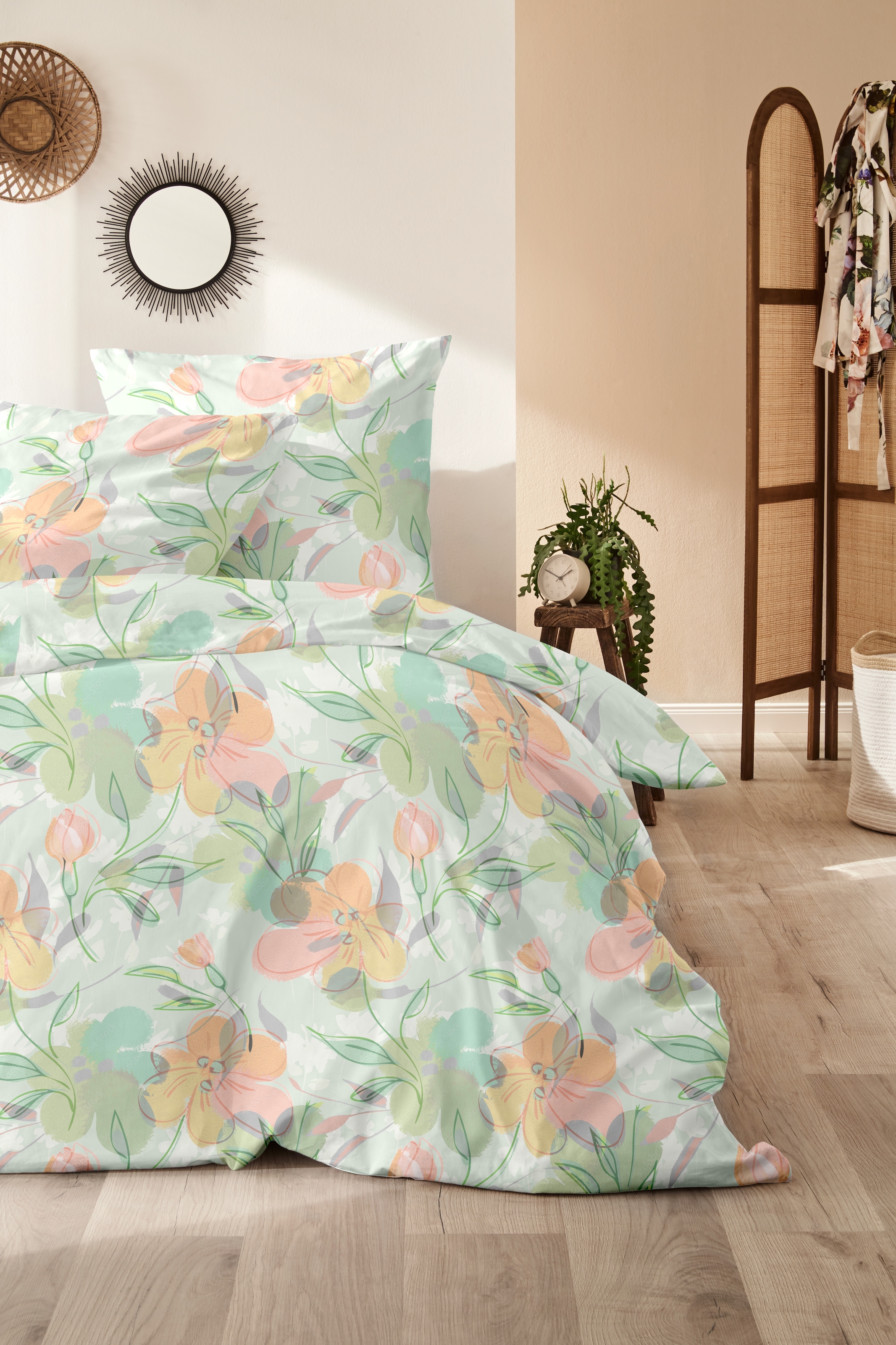 Primera Bettwäsche »Feinbiber-Bettwäsche Floris« 2 Stk. tlg. mit zarten Blüten