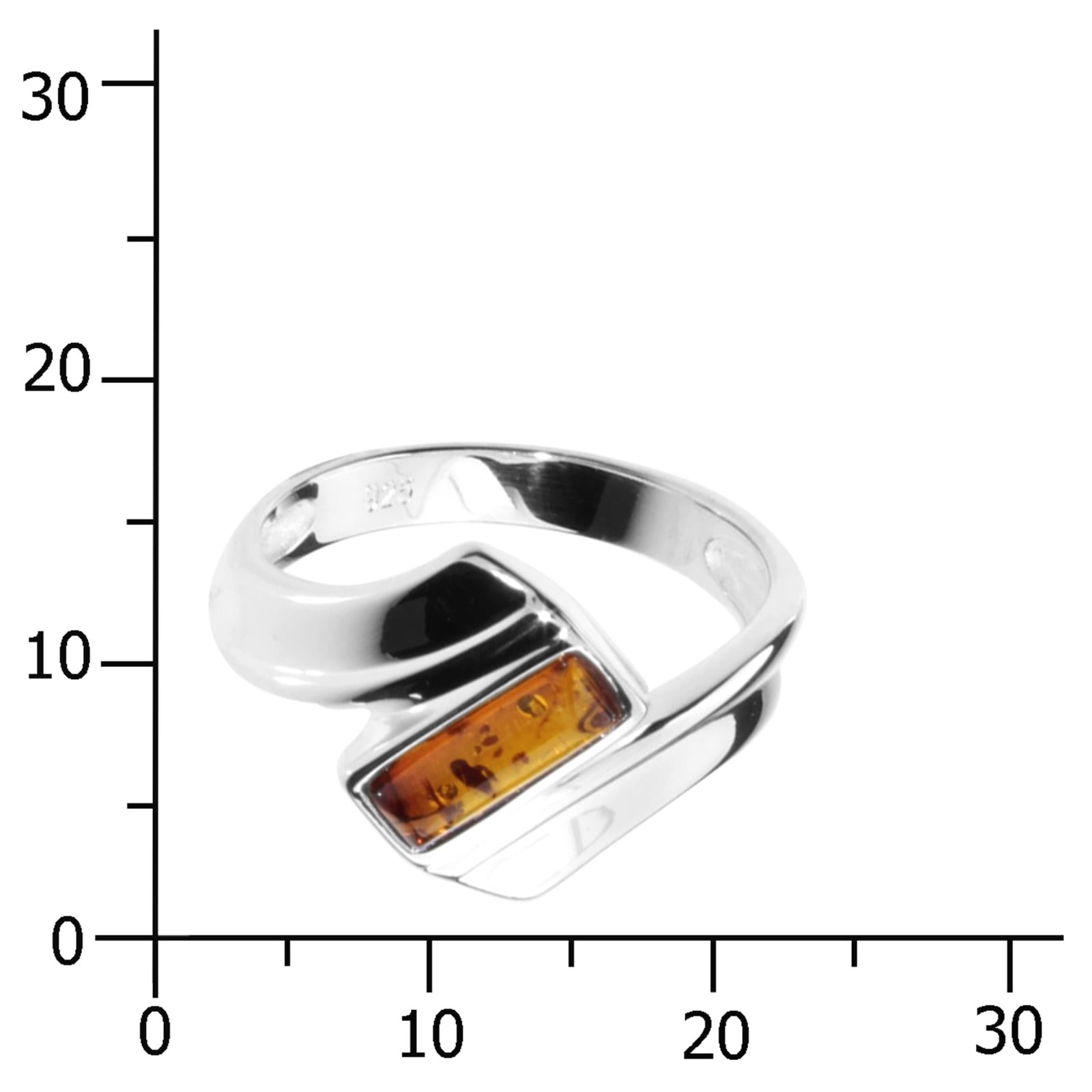 OSTSEE-SCHMUCK Fingerring »- Karo - Silber 925/000 - Bernstein«