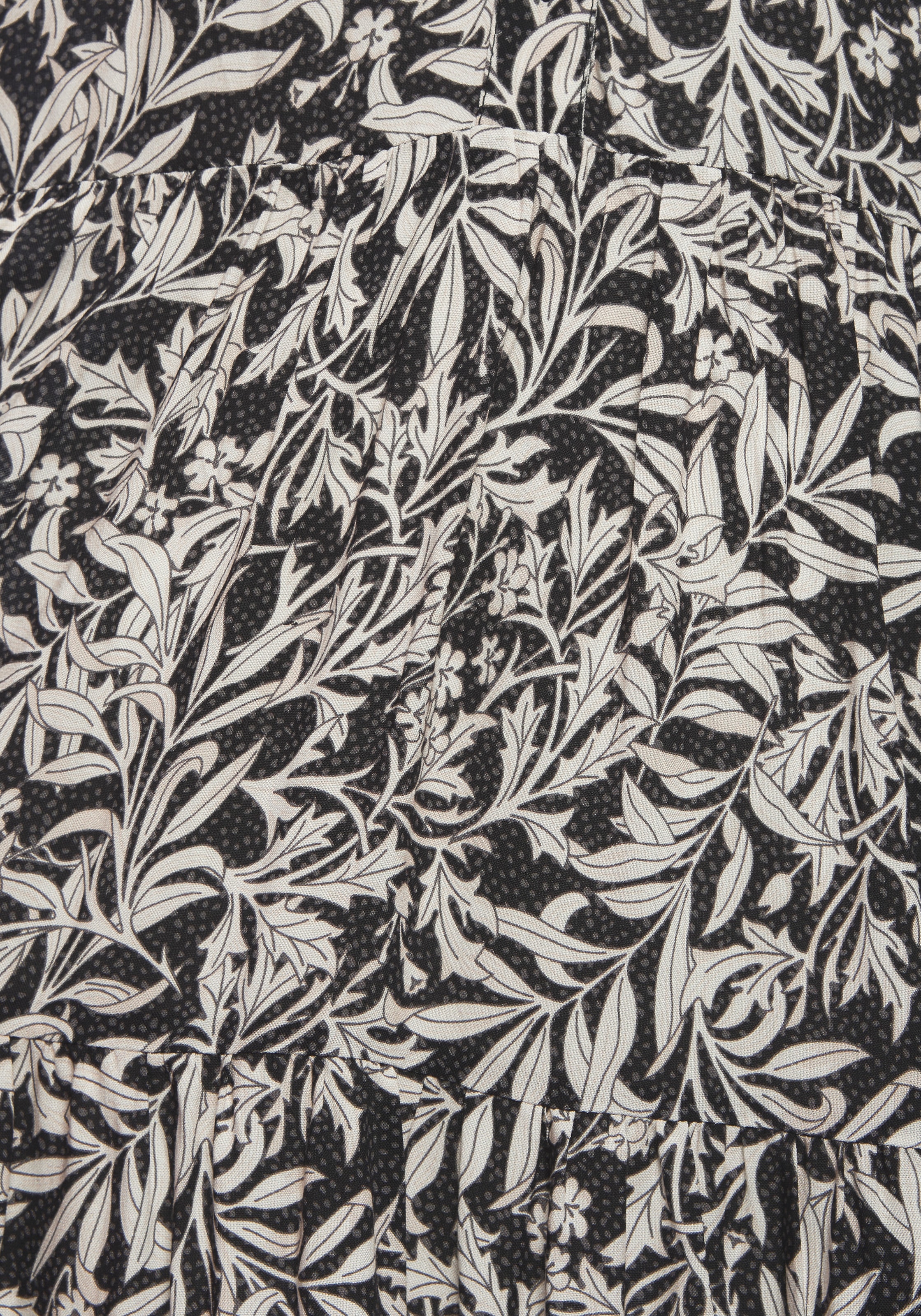 LASCANA Maxikleid »mit Blätterprint aus gewebter Viskose, locker bequemer Look« Webkleid mit 3/4-Ärmeln, Herbstkleid, Kaftankleid mit weitem Rockteil