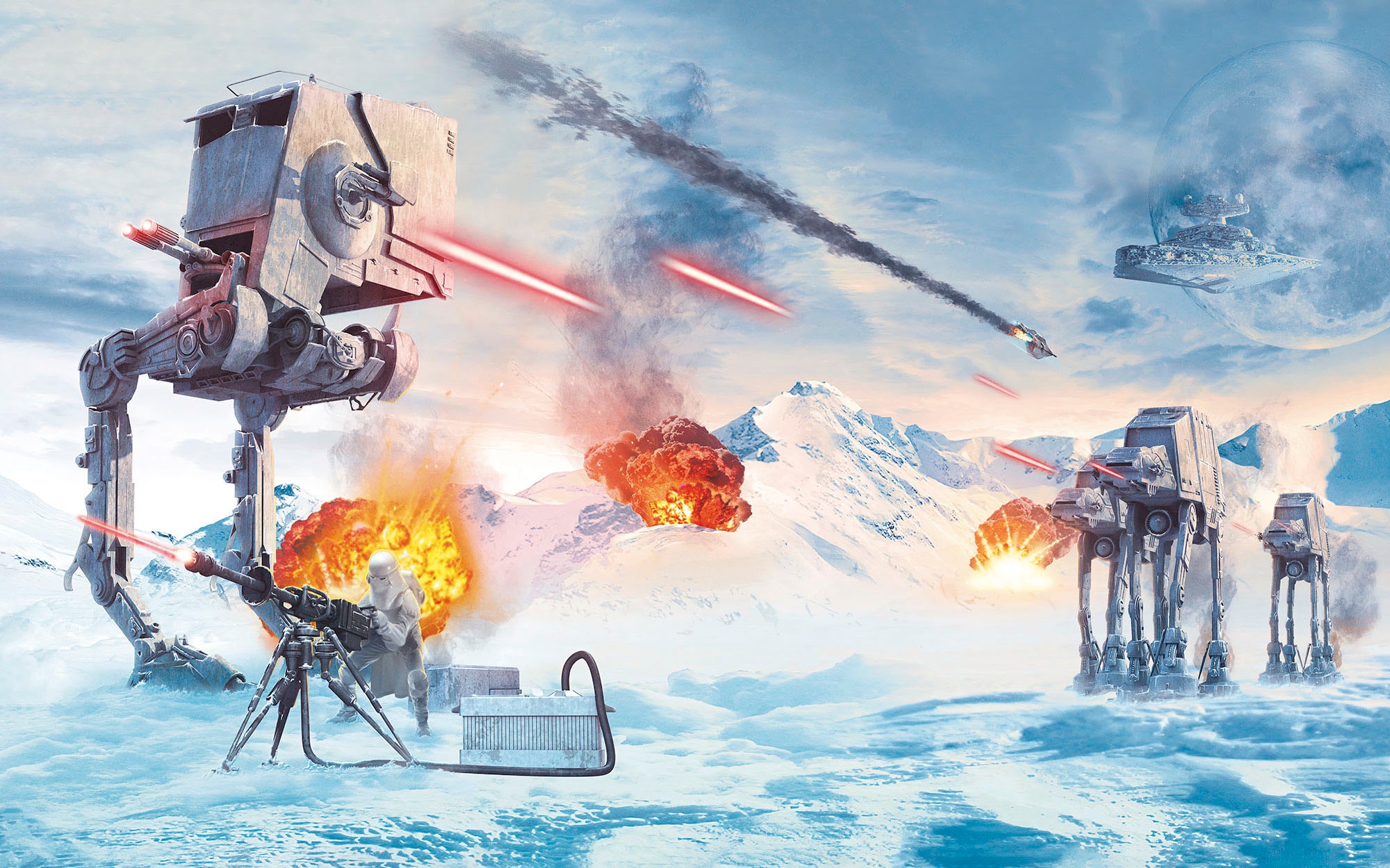 Komar Fototapete »Vlies Fototapete - Star Wars Hoth Showdown- Größe 400 x 250 cm«, bedruckt