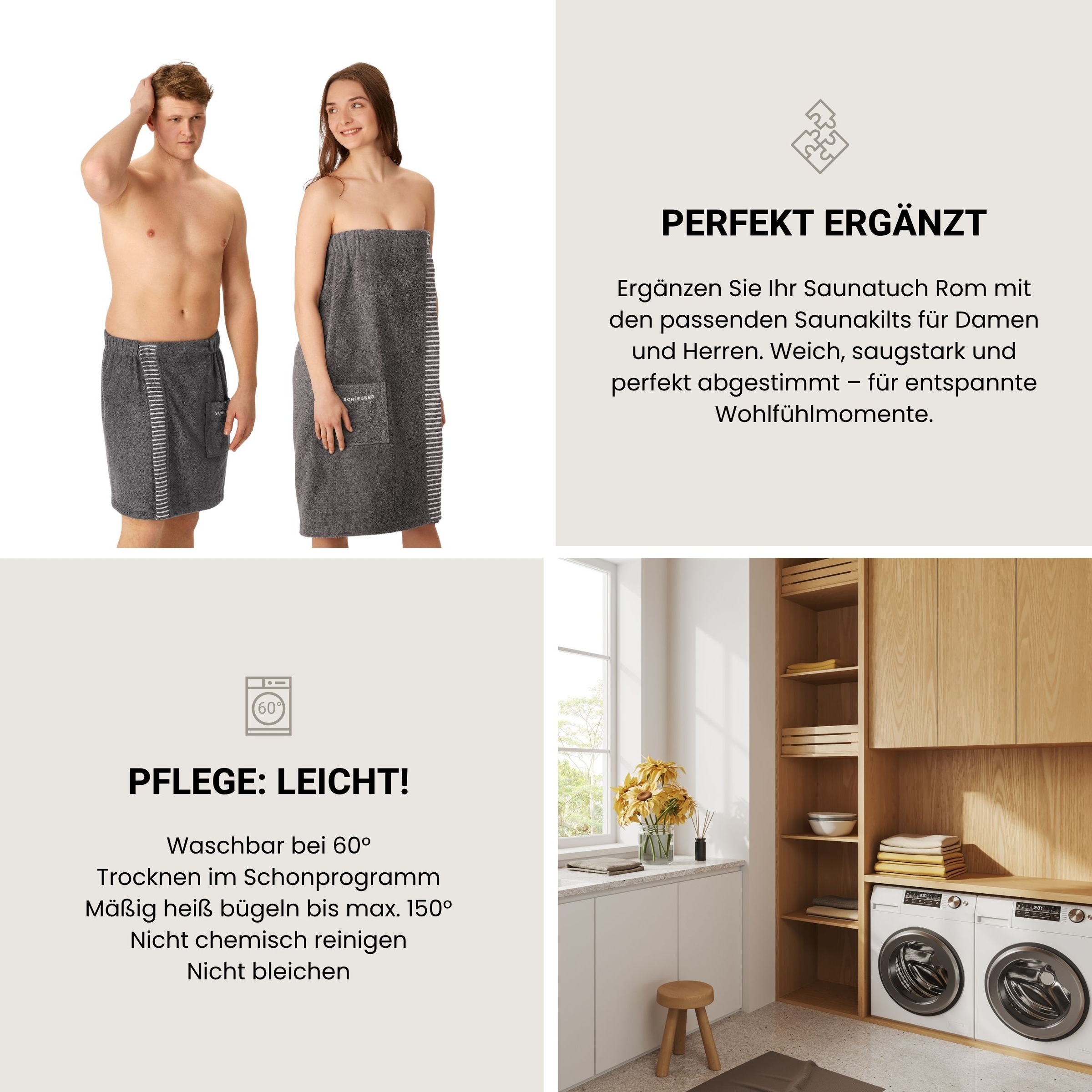Schiesser Saunatuch »Rom aus garngefärbtem, kuschelweichem Baumwollfrottier« OEKO-TEX® MADE IN GREEN