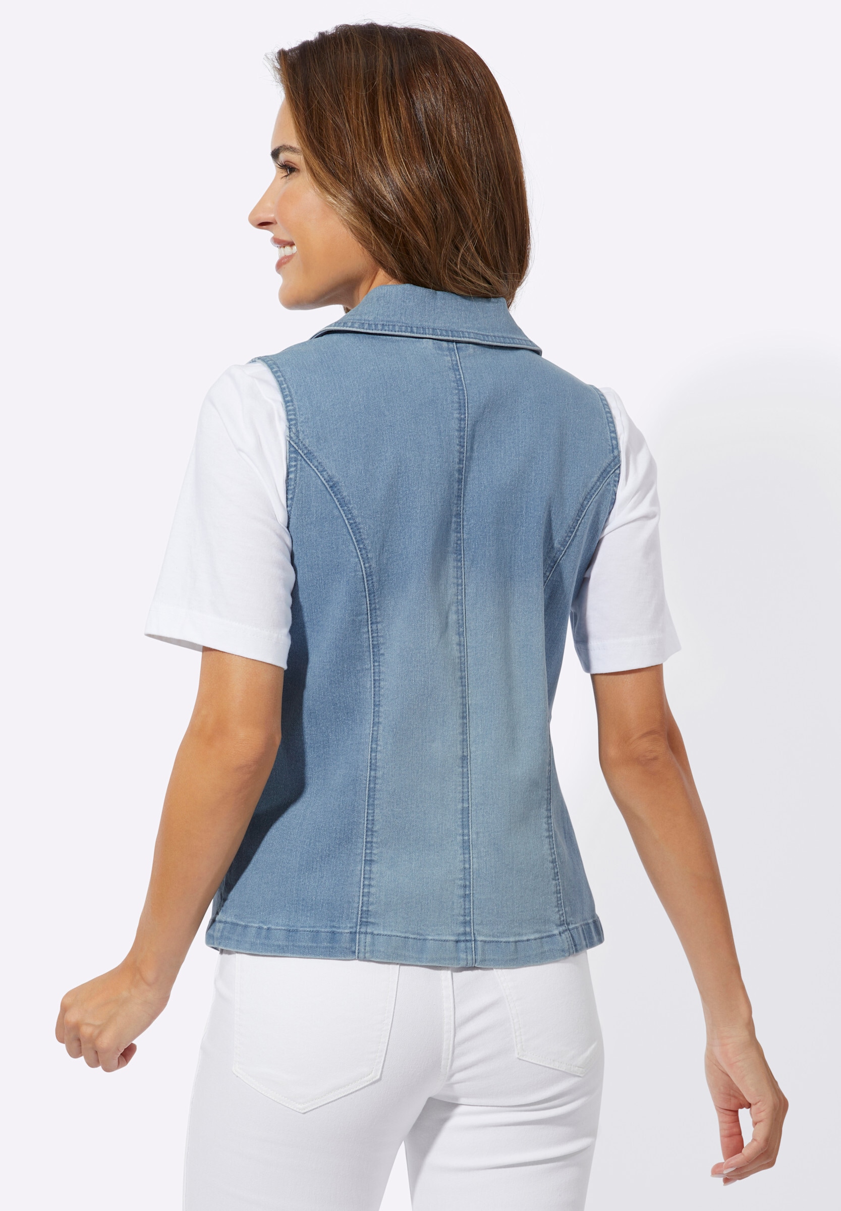 Sieh an! Kurzweste »Jeans-Weste Jeansweste mit Reverskragen«