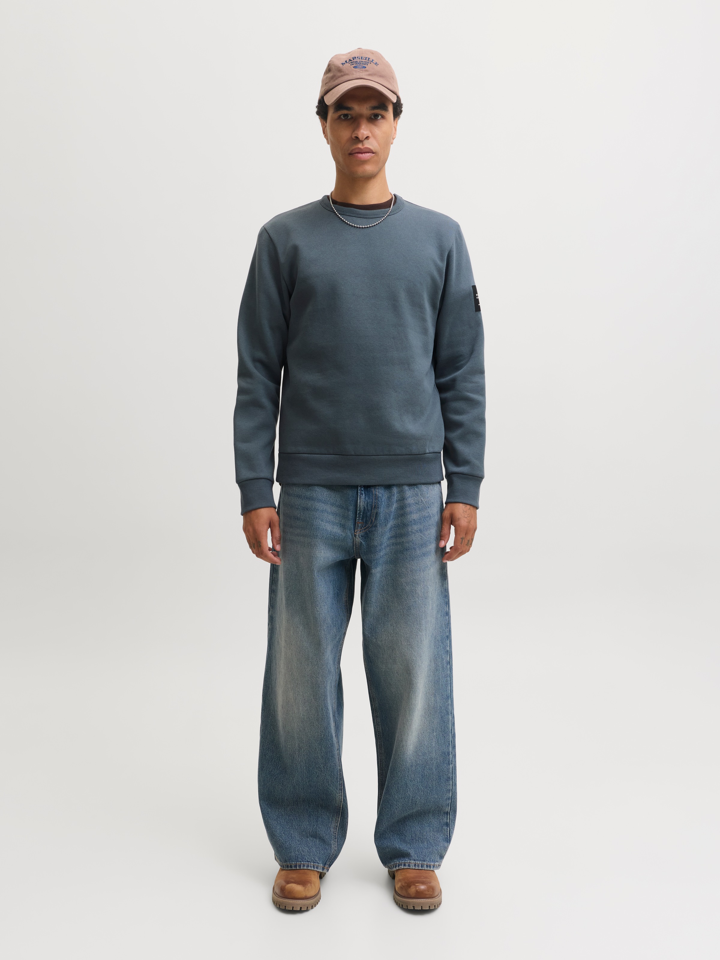 Jack & Jones Sweatshirt »JJCLEVELAND SWEAT CREW NECK«, Materialmix, regular fit
