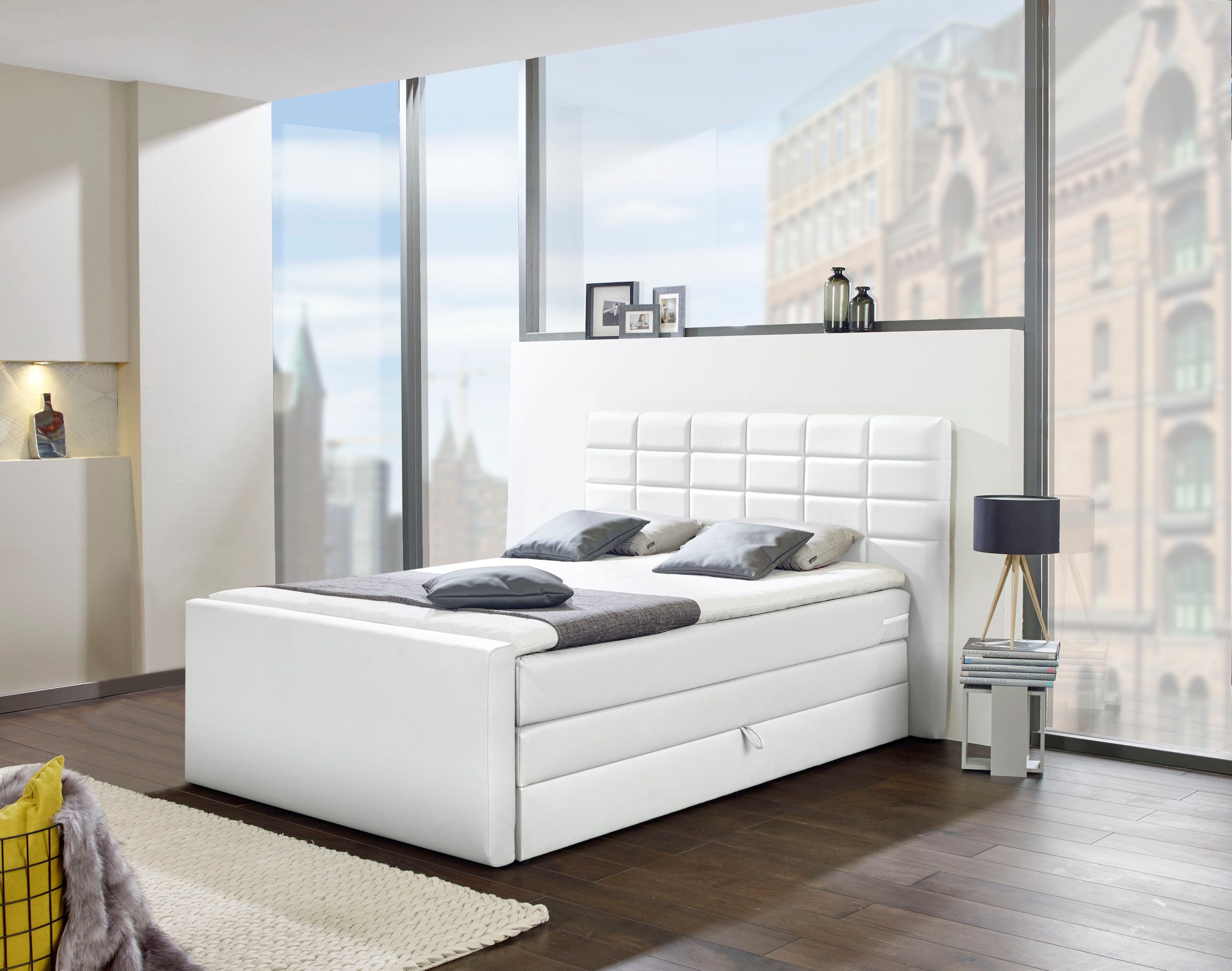 INOSIGN Boxspringbett »Lethbridge«, inkl. Bettkasten und Topper, zwei Matratzenarten in H2