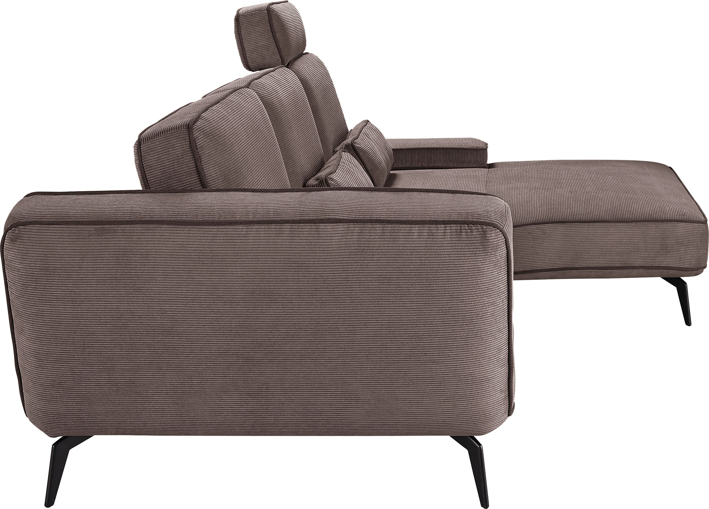 set one by Musterring Ecksofa »SO 4500, Füße schwarz matt, inkl Schwenkrückenfunktion, Cord, L-Form« wahlweise mit Kopfstütze/Armteilverstellung/Rückenneigung