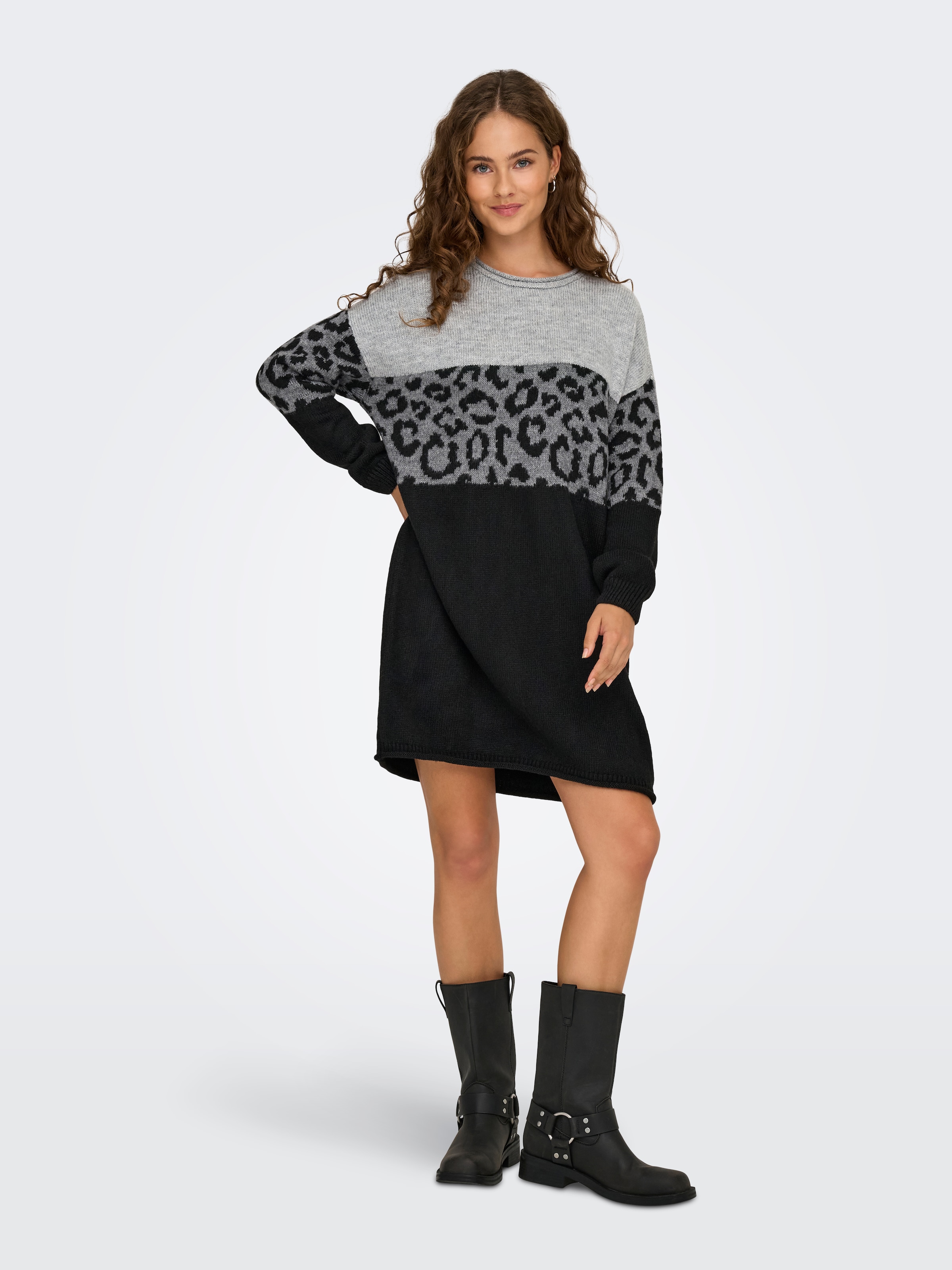 ONLY Strickkleid »ONLJADE PATTERN LS O-NECK DRESS RP KNT« Kunstfaser, regular fit